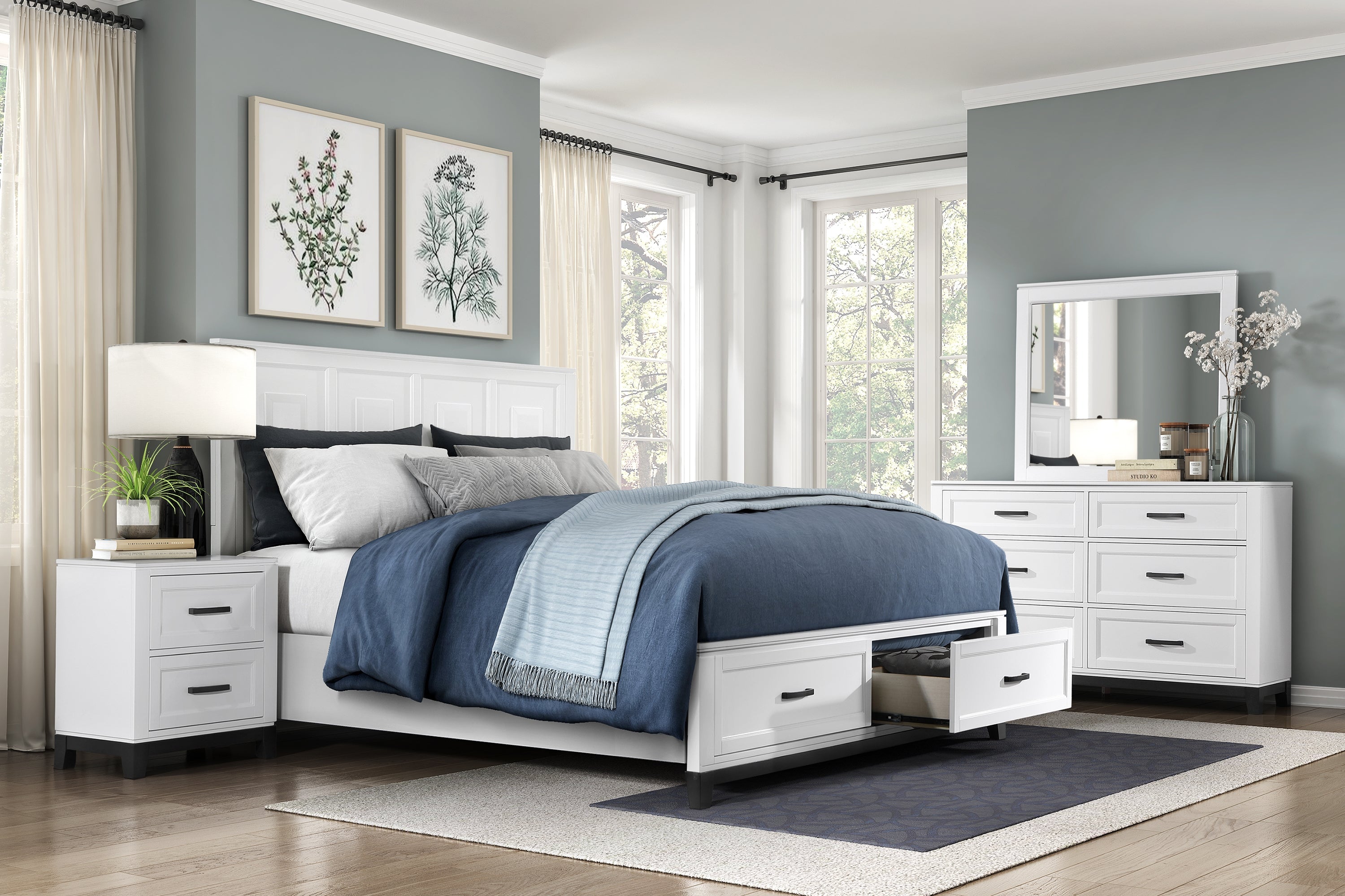Garretson White Bedroom Collection, 63.5" W