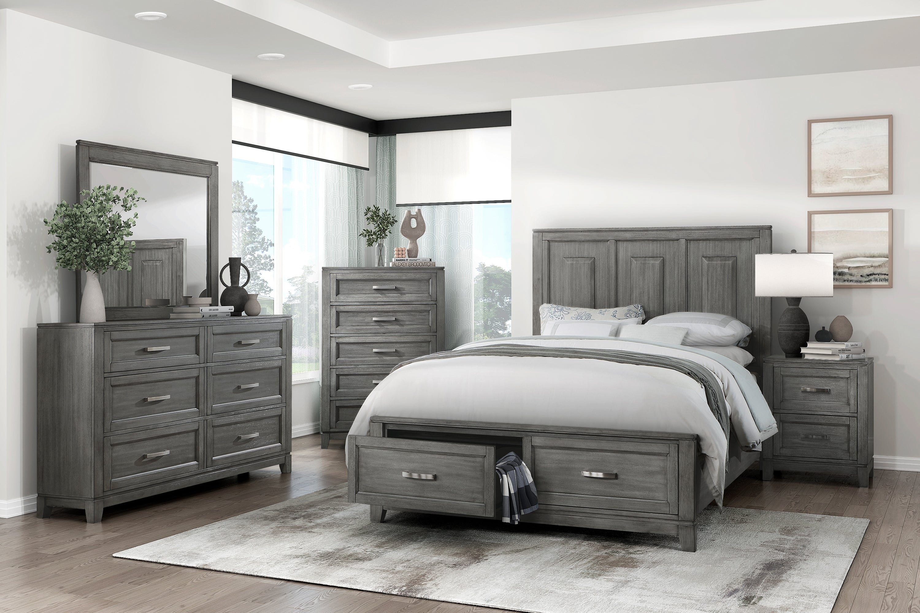 Garretson Grey Bedroom Collection, 63.5" W