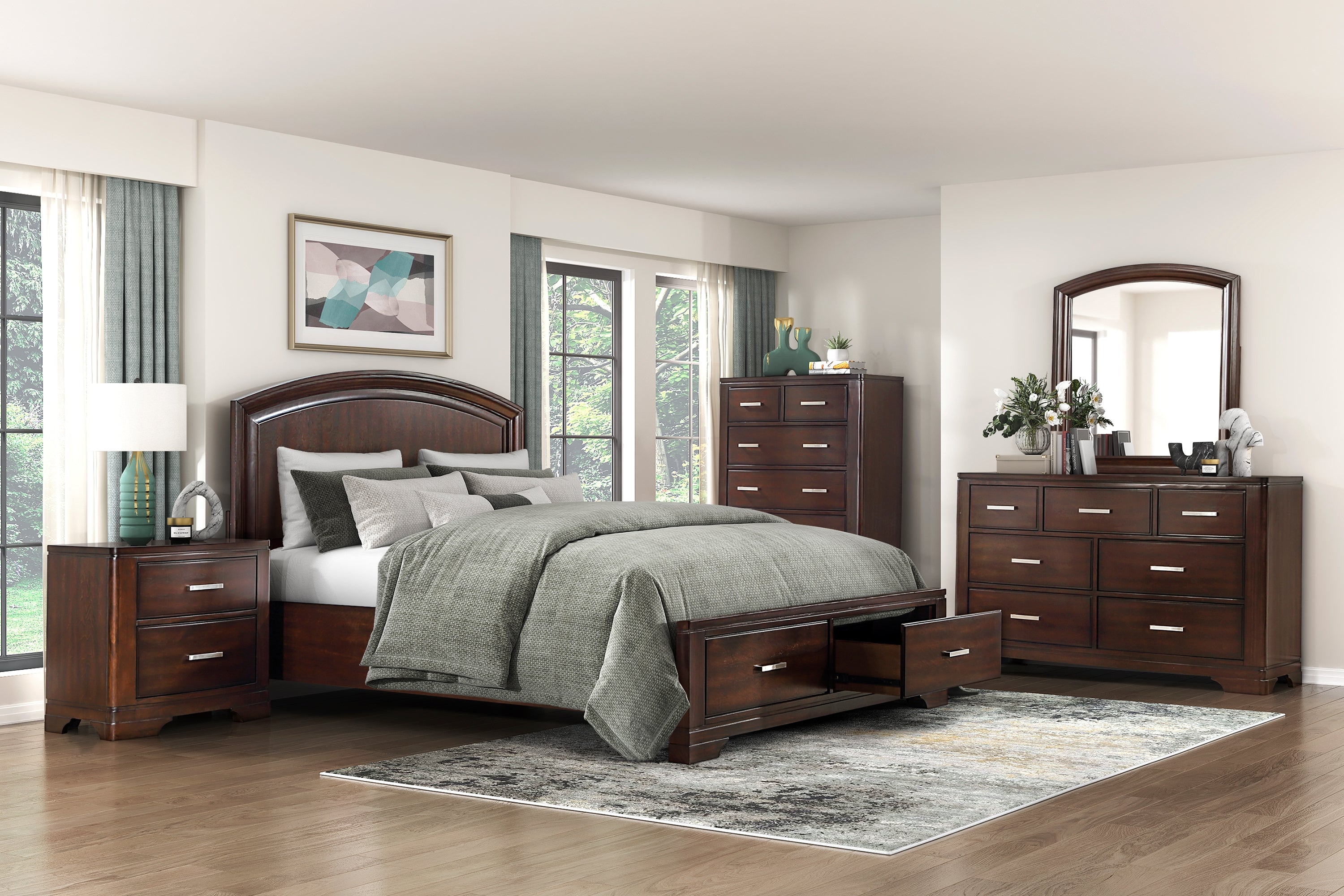 Hudson Cherry Bedroom Collection, 63.5" W