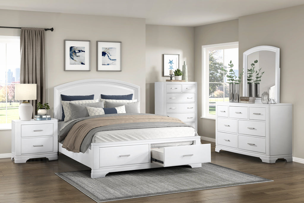 Hudson White Bedroom Collection, 63.5" W