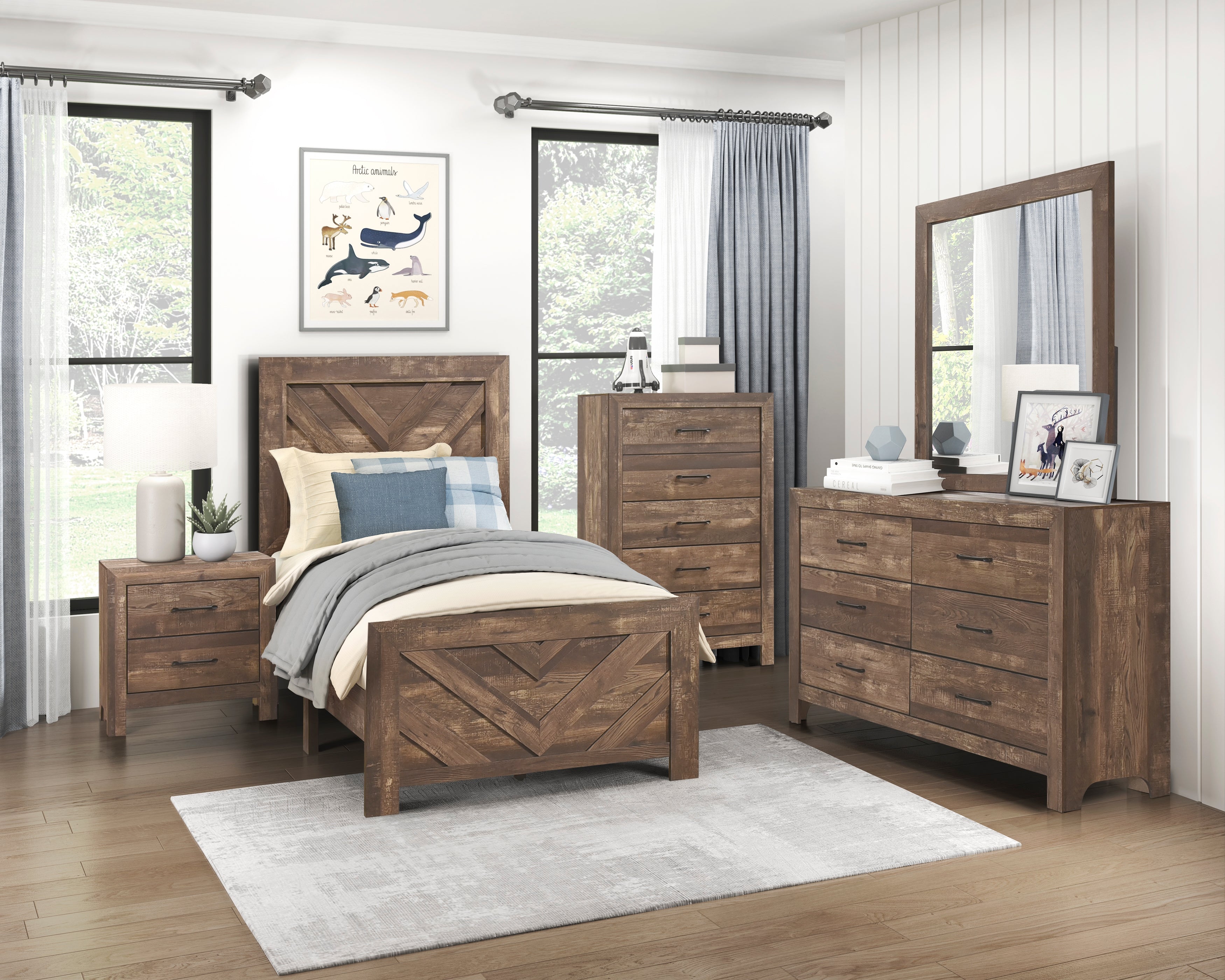 Corbin Brown Bedroom Collection, 63.5" W