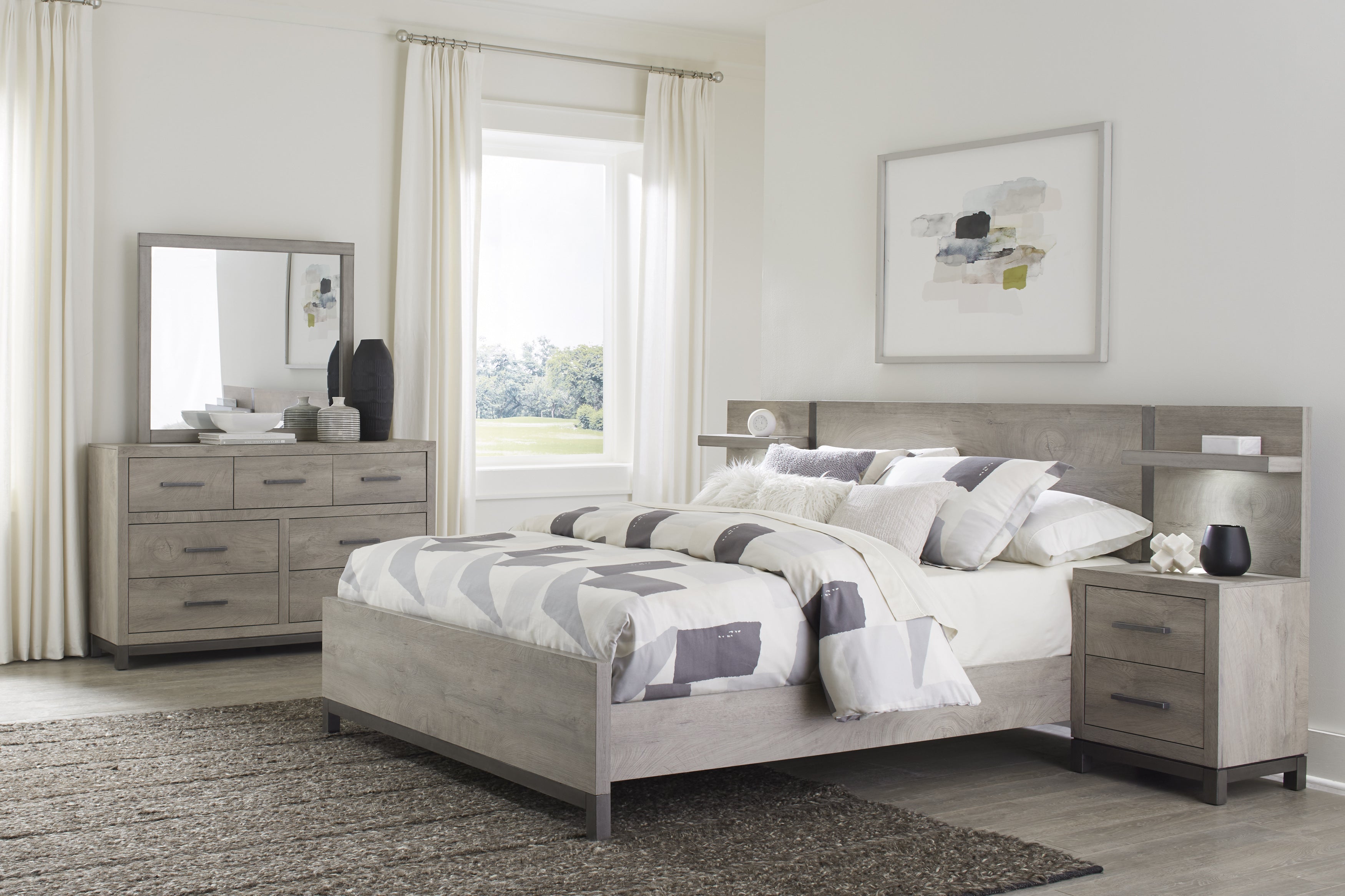 Zephyr Light Grey Bedroom Collection, 82" W
