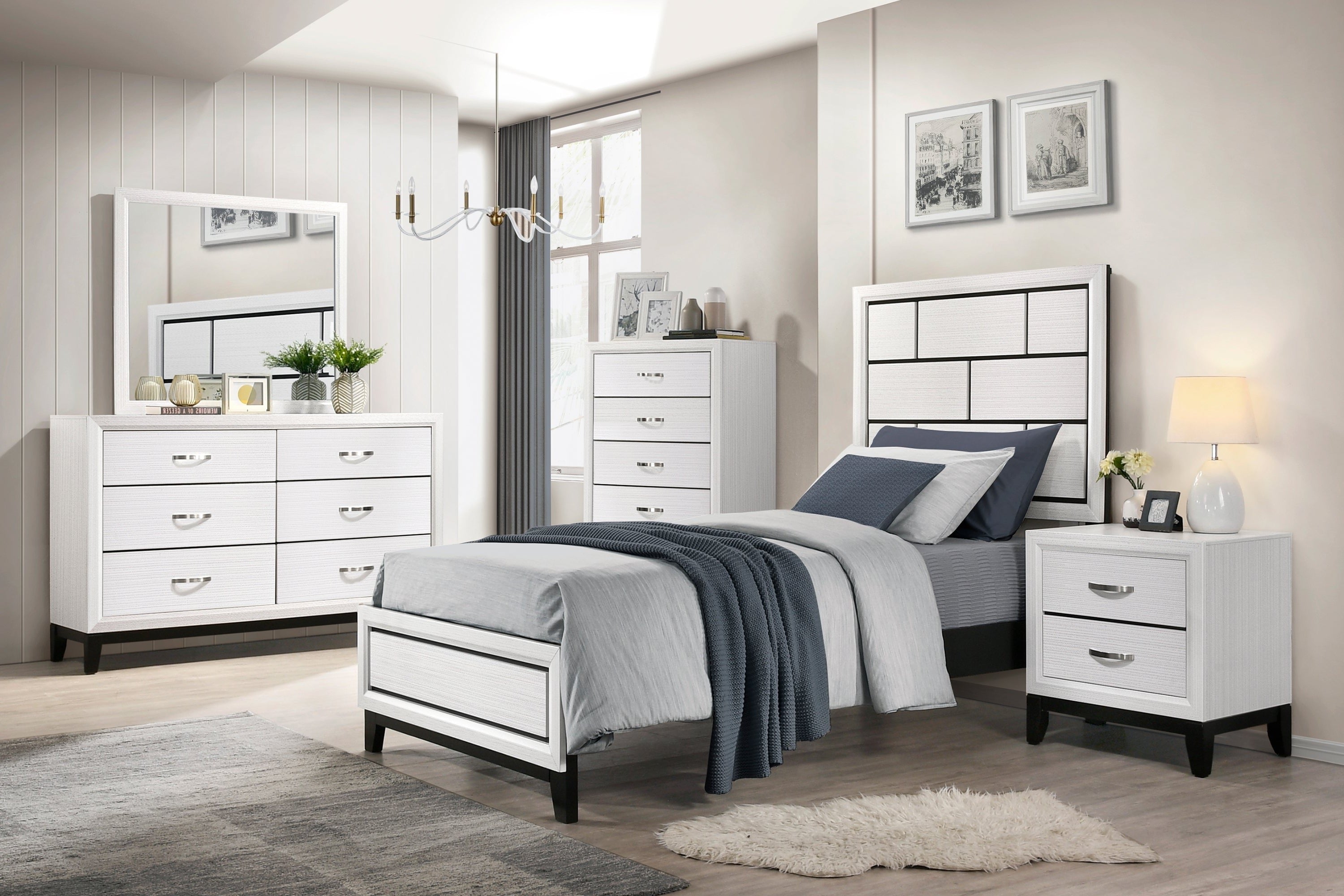 Davi White Bedroom Collection, 58" W