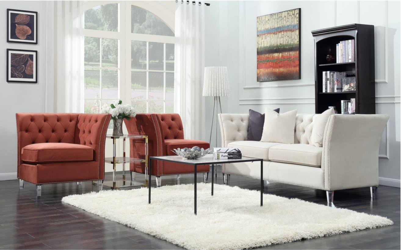 Jennifer Living Room Collection, Beige Finish