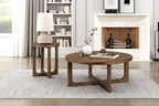 Blake Round Occasional Collection, Brown Finish