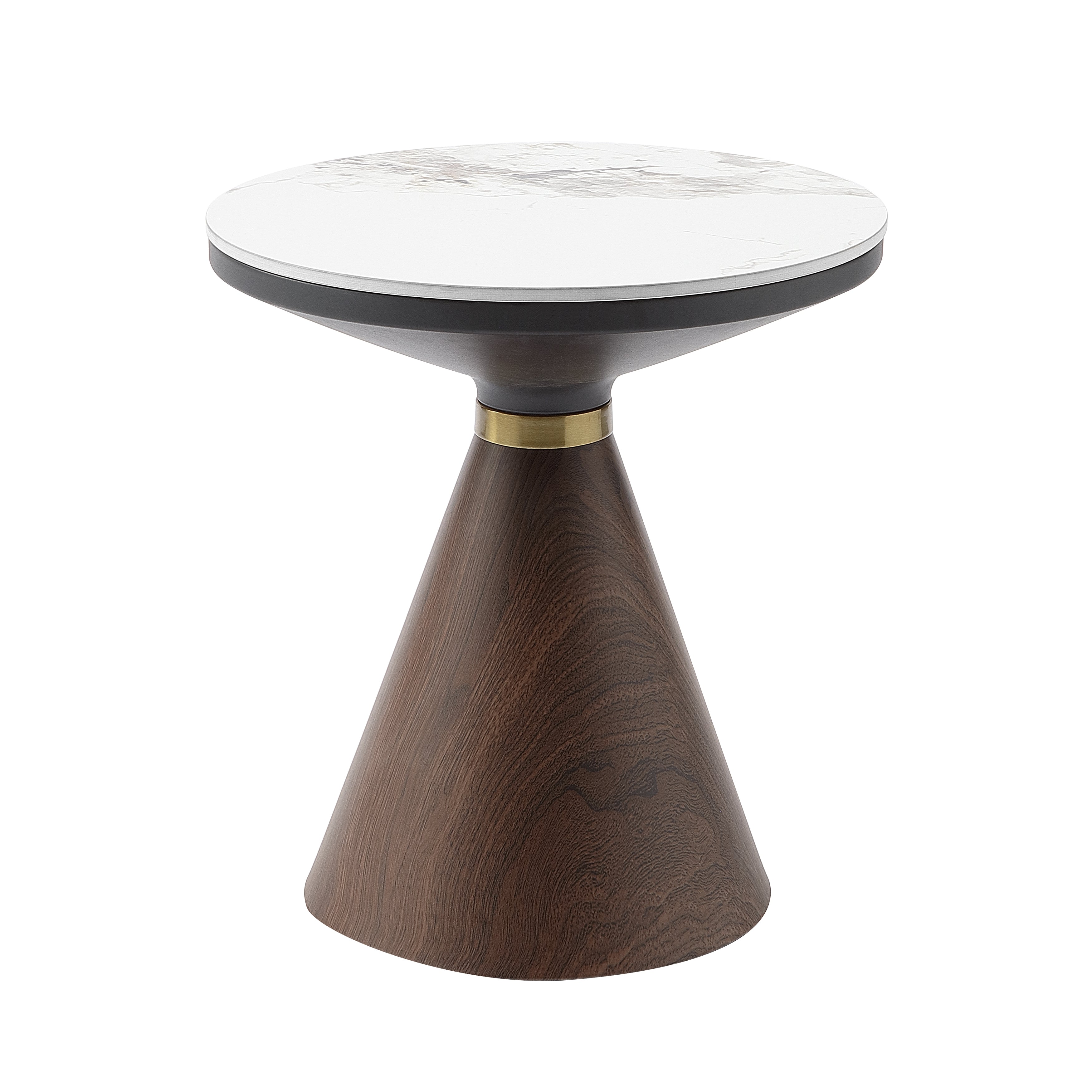 Greer Round Occasional Collection, Brown Finish
