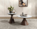 Greer Round Occasional Collection, Brown Finish