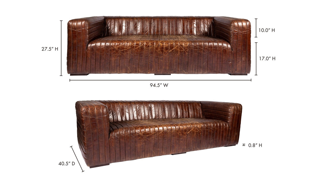 Castle Sofa Dark Brown, 95.0" W