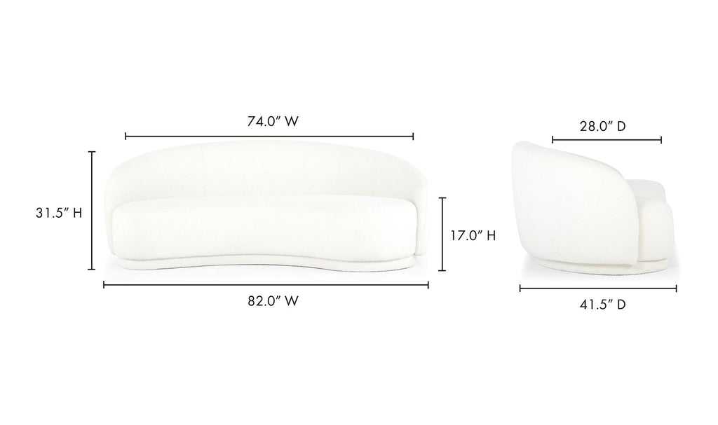 Excelsior Sofa White, 82.25" W