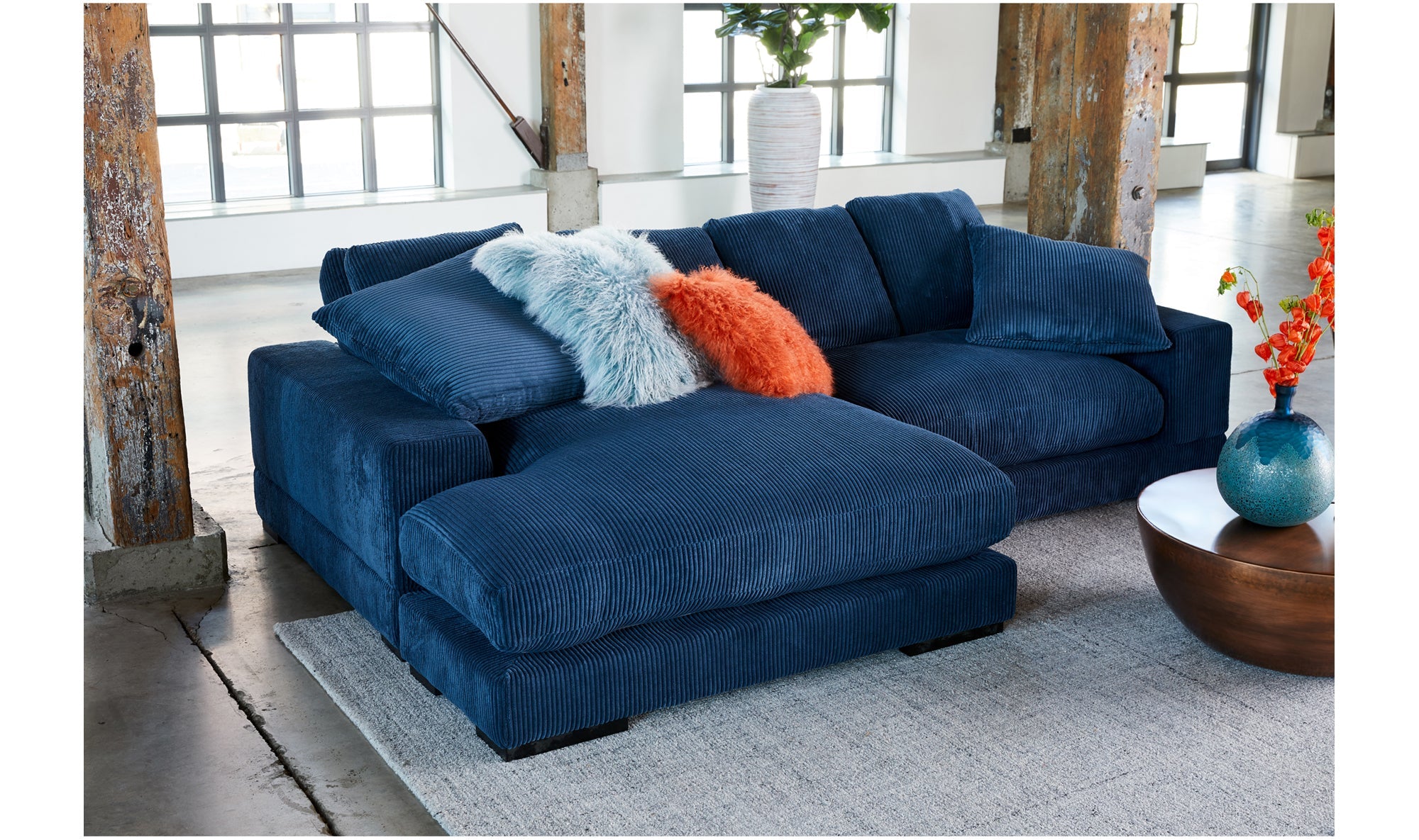 Plunge Sectional Blue, 106.0" W