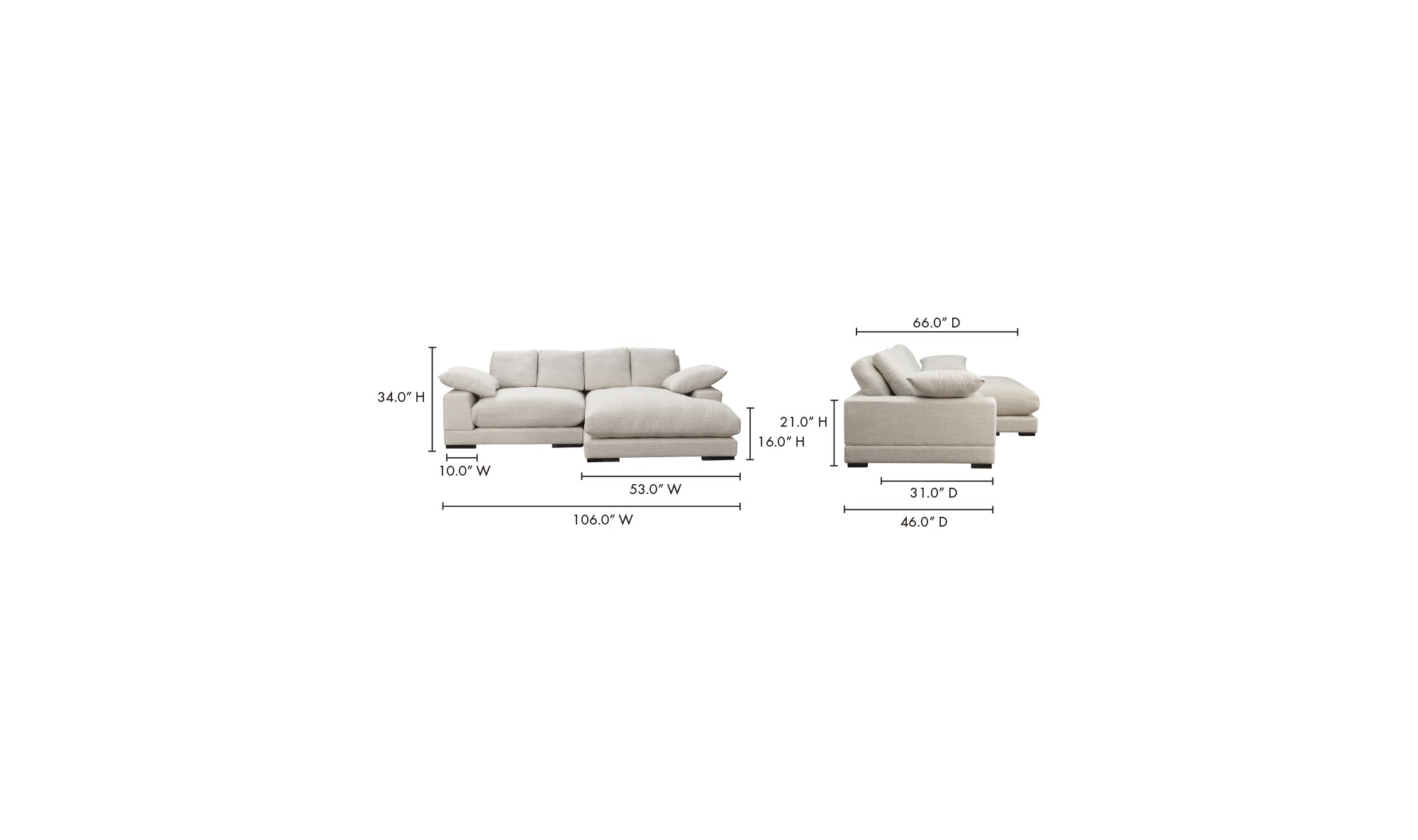 Plunge Sectional Sahara, 106.0" W
