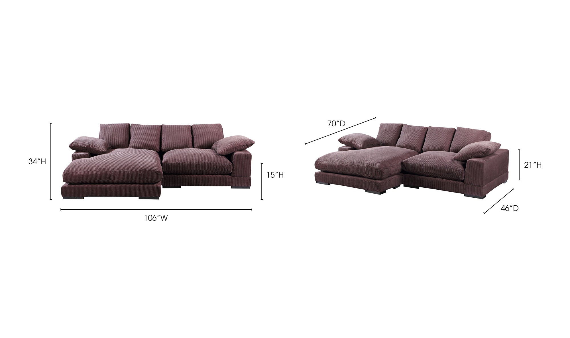 Plunge Sectional Dark Brown, 106.0" W