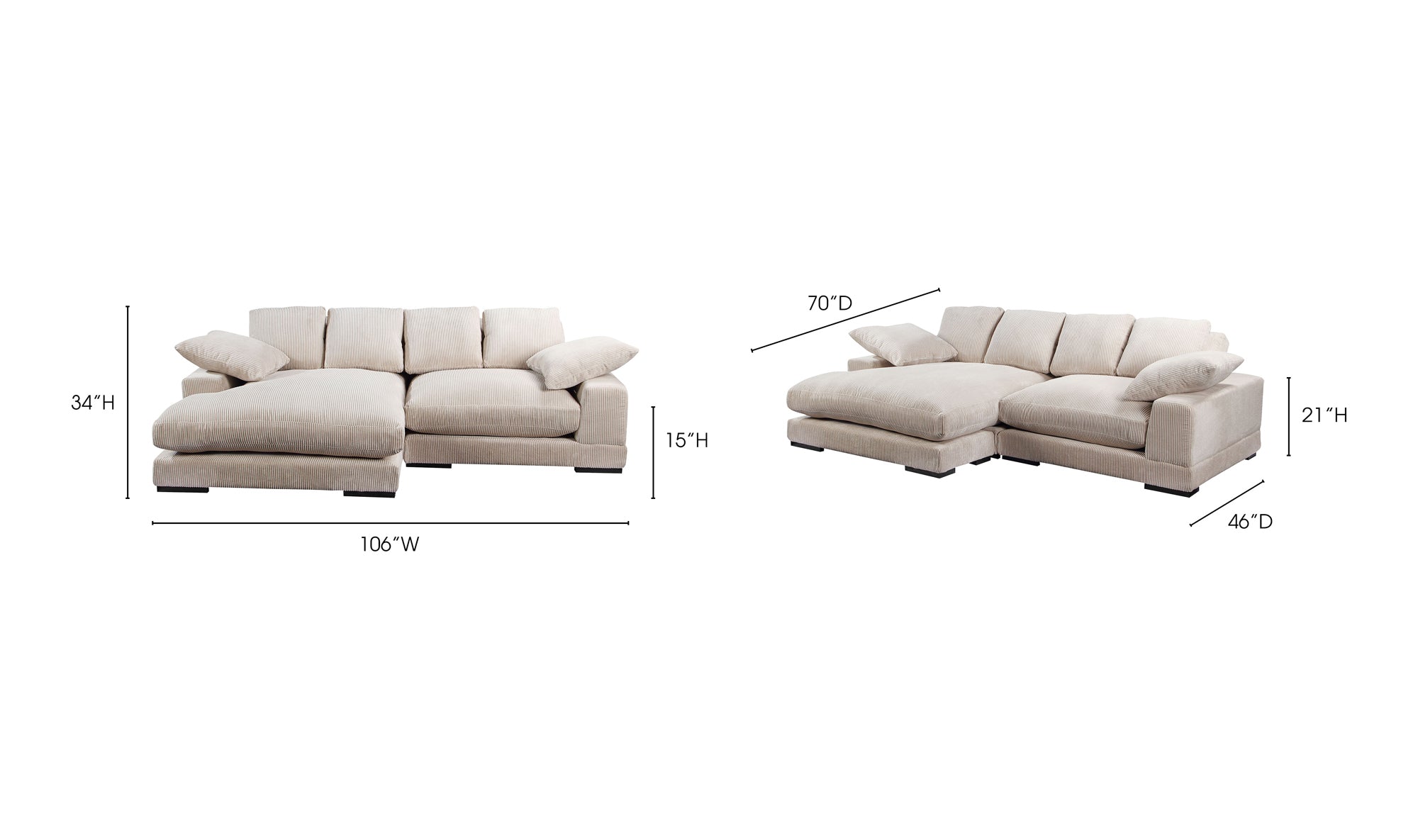 Plunge Sectional Cappuccino, 106.0" W