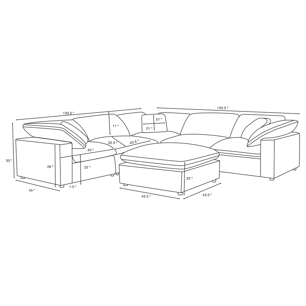 Raleigh Modular Sectional Collection, 43.5" W