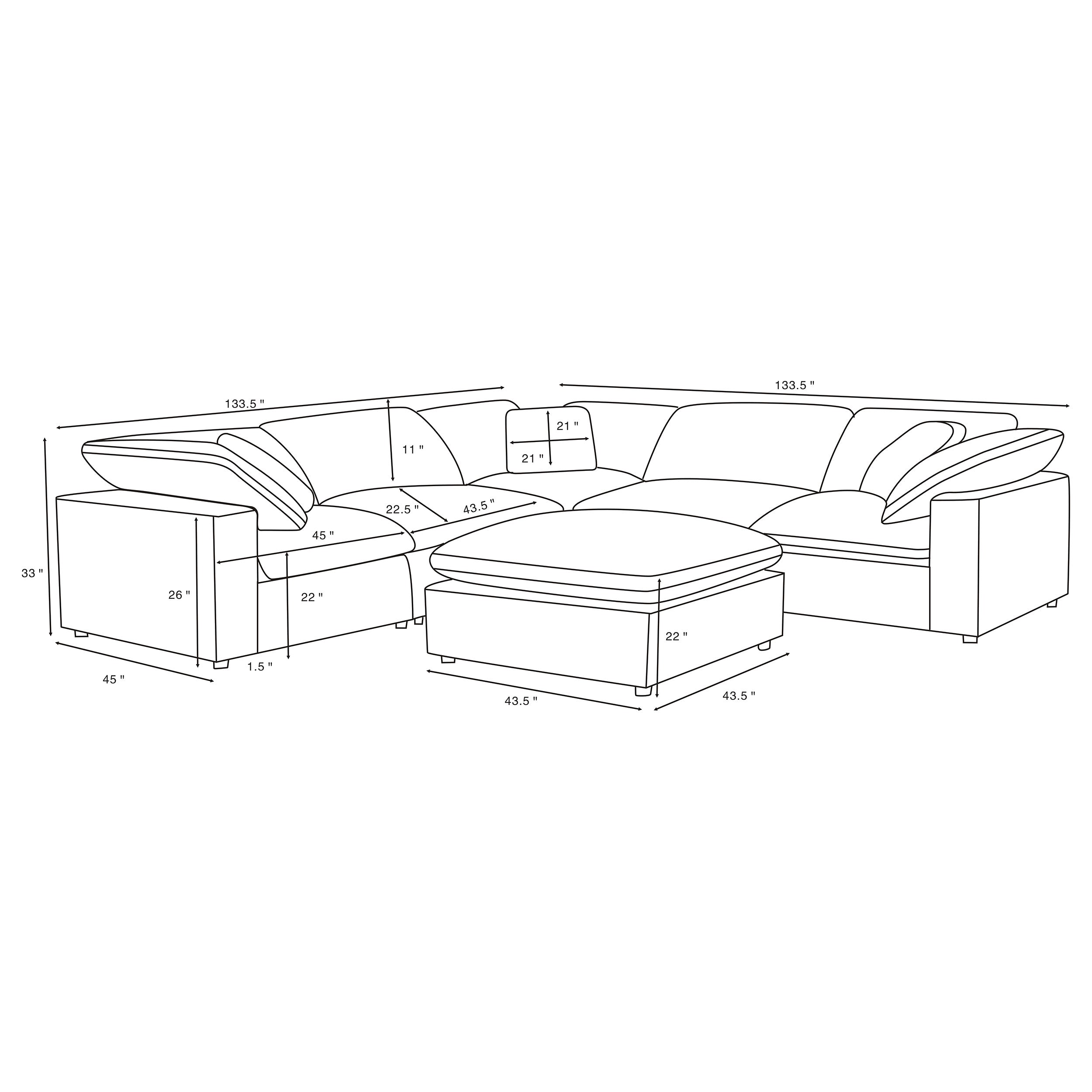 Raleigh Modular Sectional Collection, 43.5" W