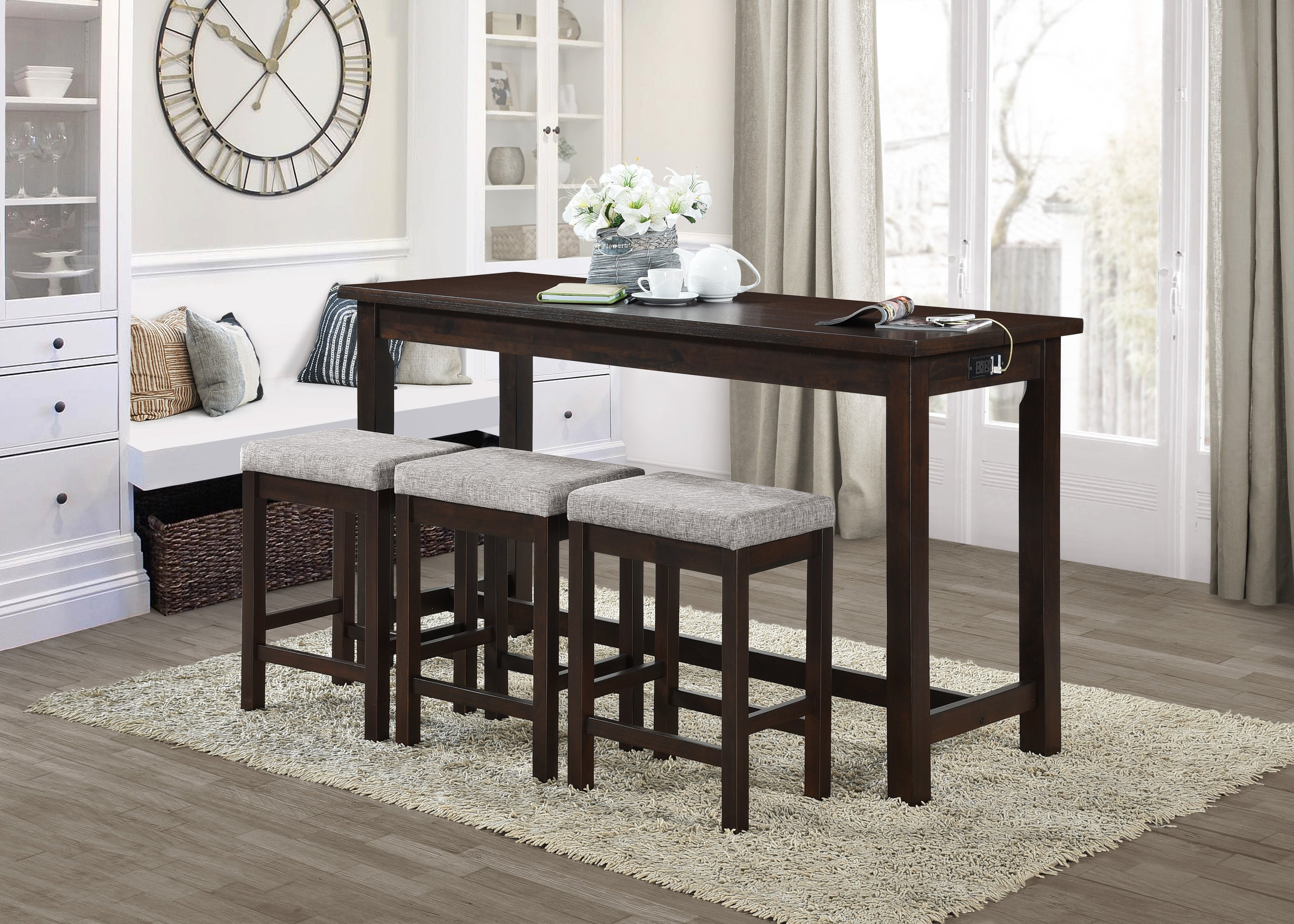 Connected 4 Pc. Counter Height Dining Set, 66.25" W
