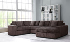 Grizzly Corduroy Sectional Collection, Brown Finish