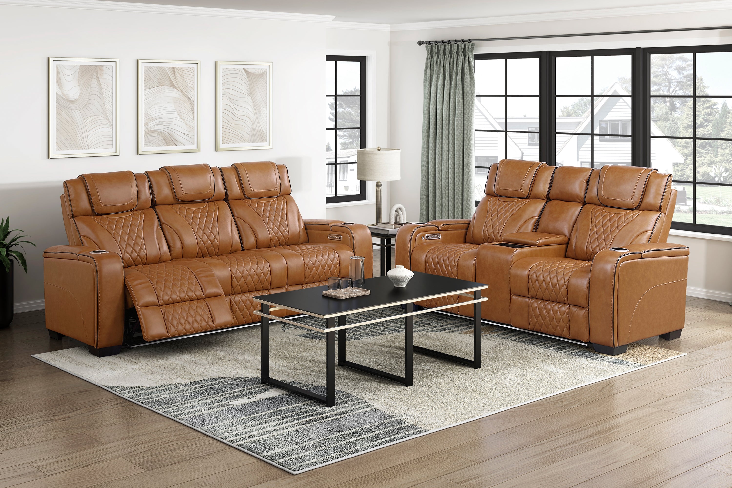 Apex Power Reclining Leather Living Room Collection, 84.5" W