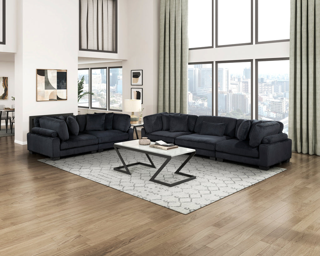 Traverse Black Living Room Collection, 135" W