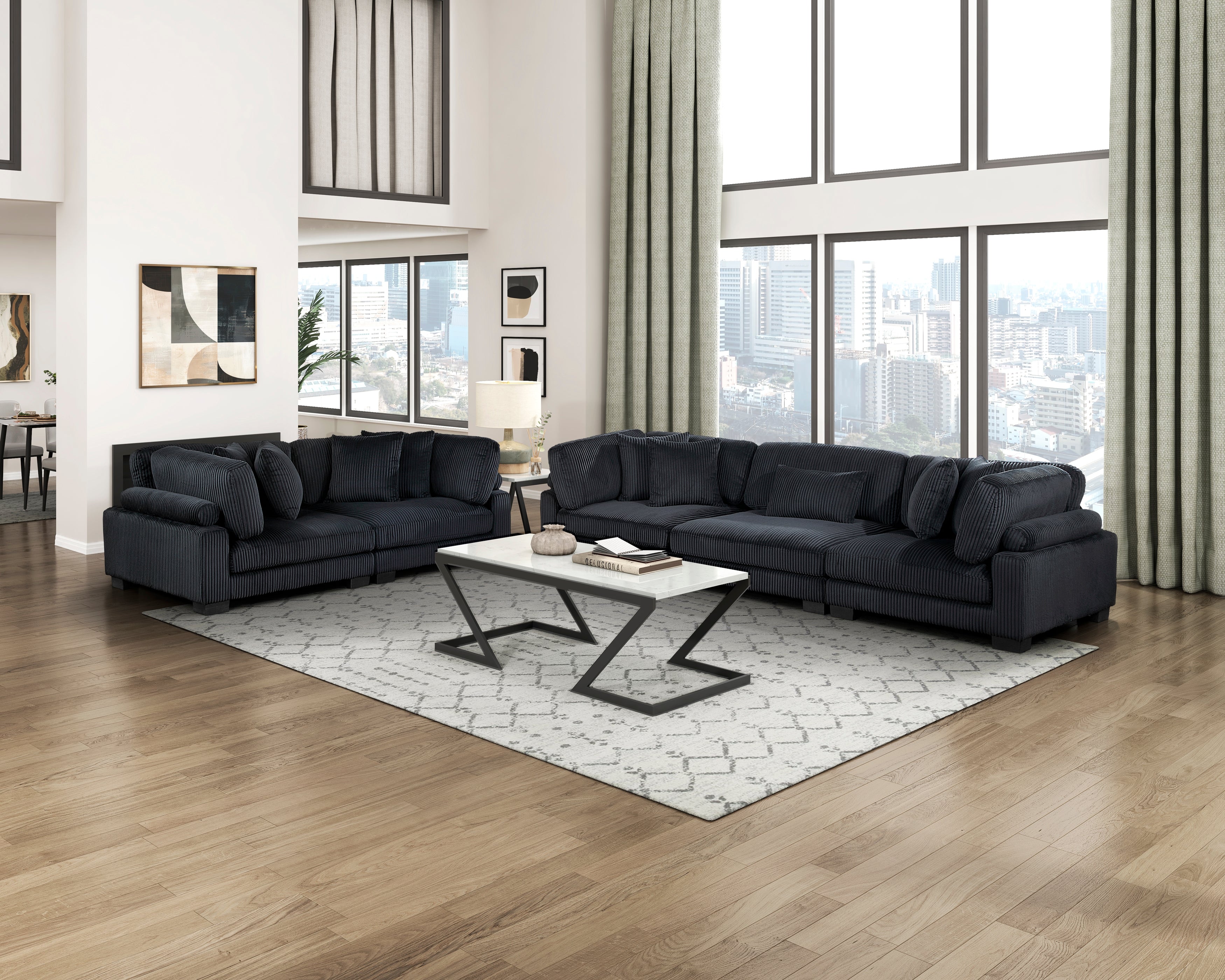 Traverse Black Living Room Collection, 135" W