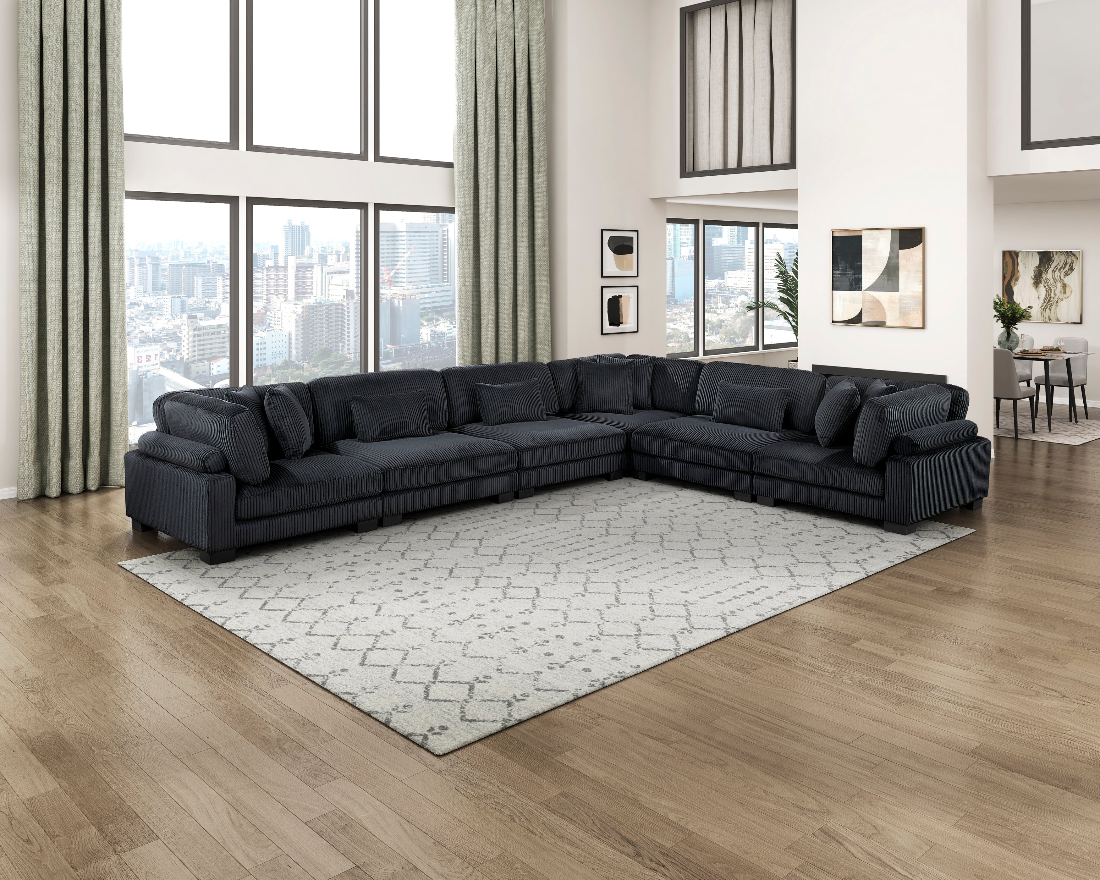 Traverse Black Modular Sectional Collection, 45" W