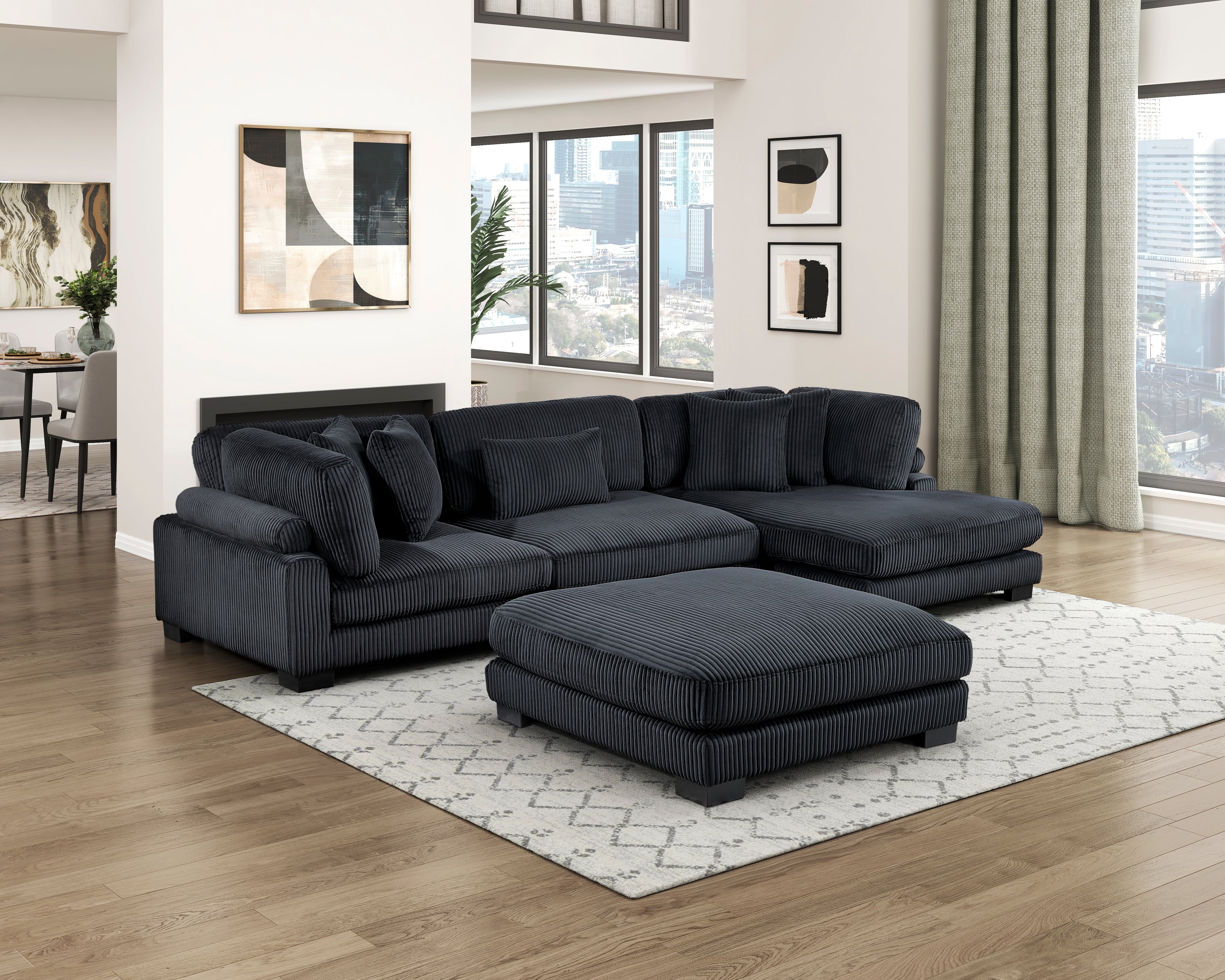 Traverse Black Modular Sectional Collection, 45" W