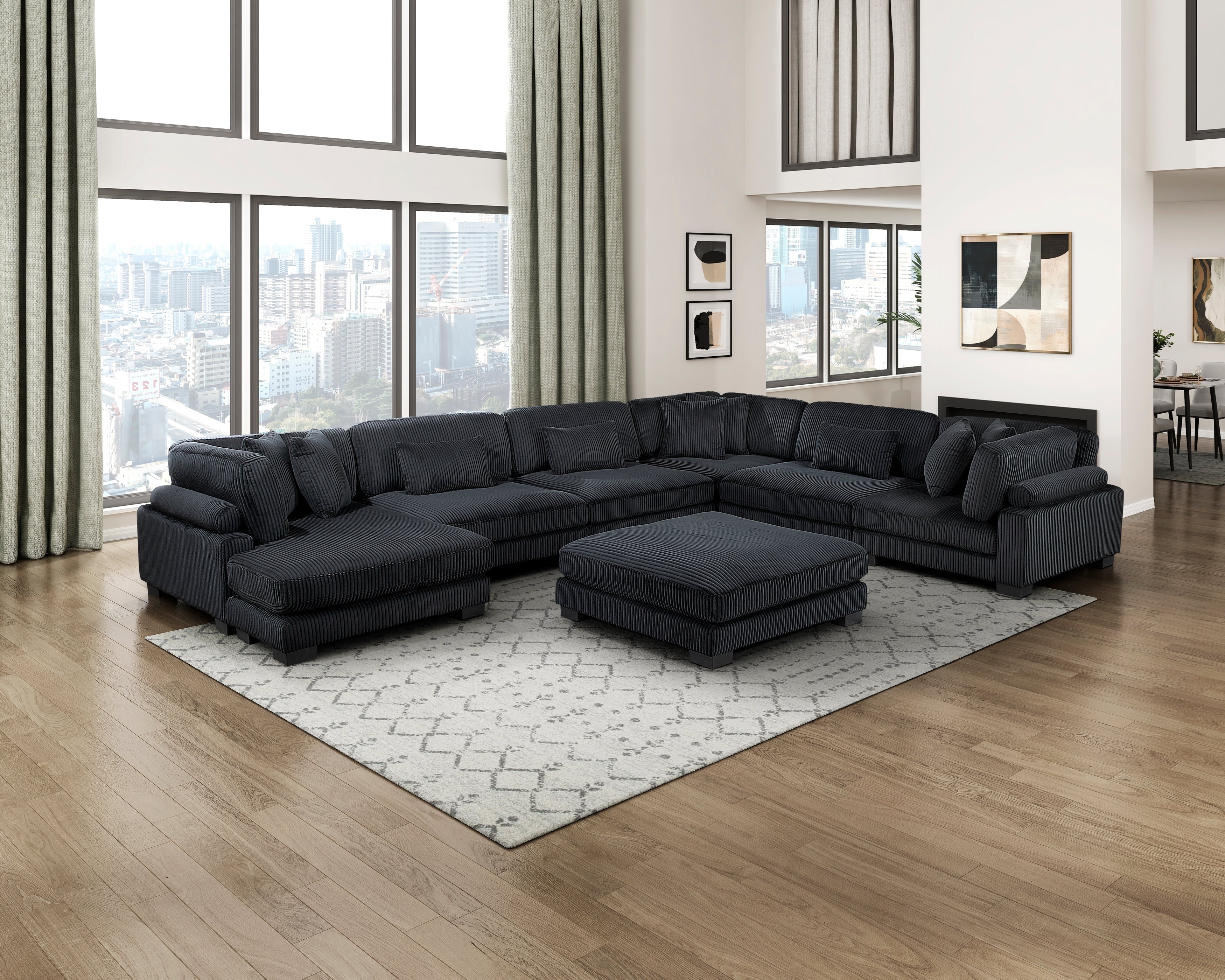 Traverse Black Modular Sectional Collection, 45" W