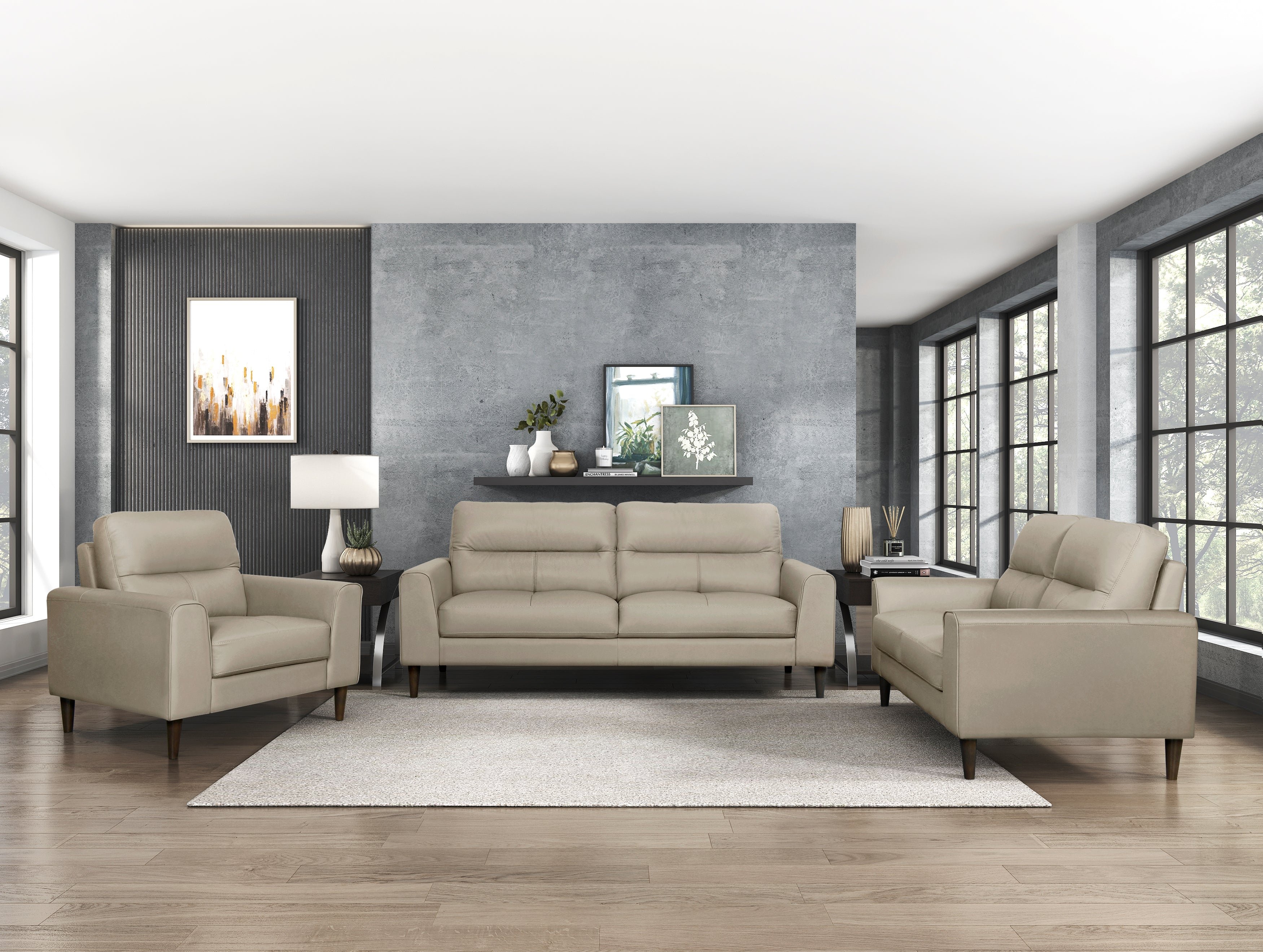 Lewes Leather Living Room Collection, 76" W