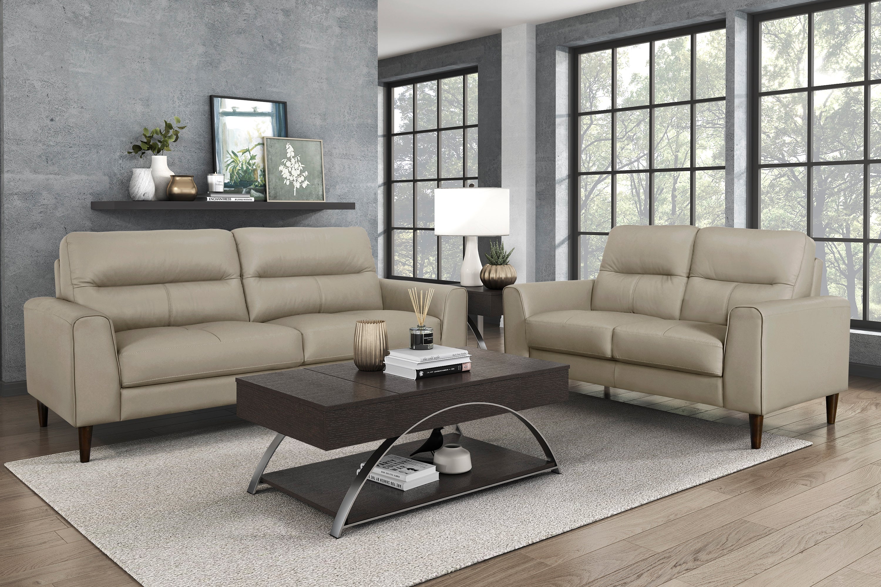 Lewes Leather Living Room Collection, 76" W