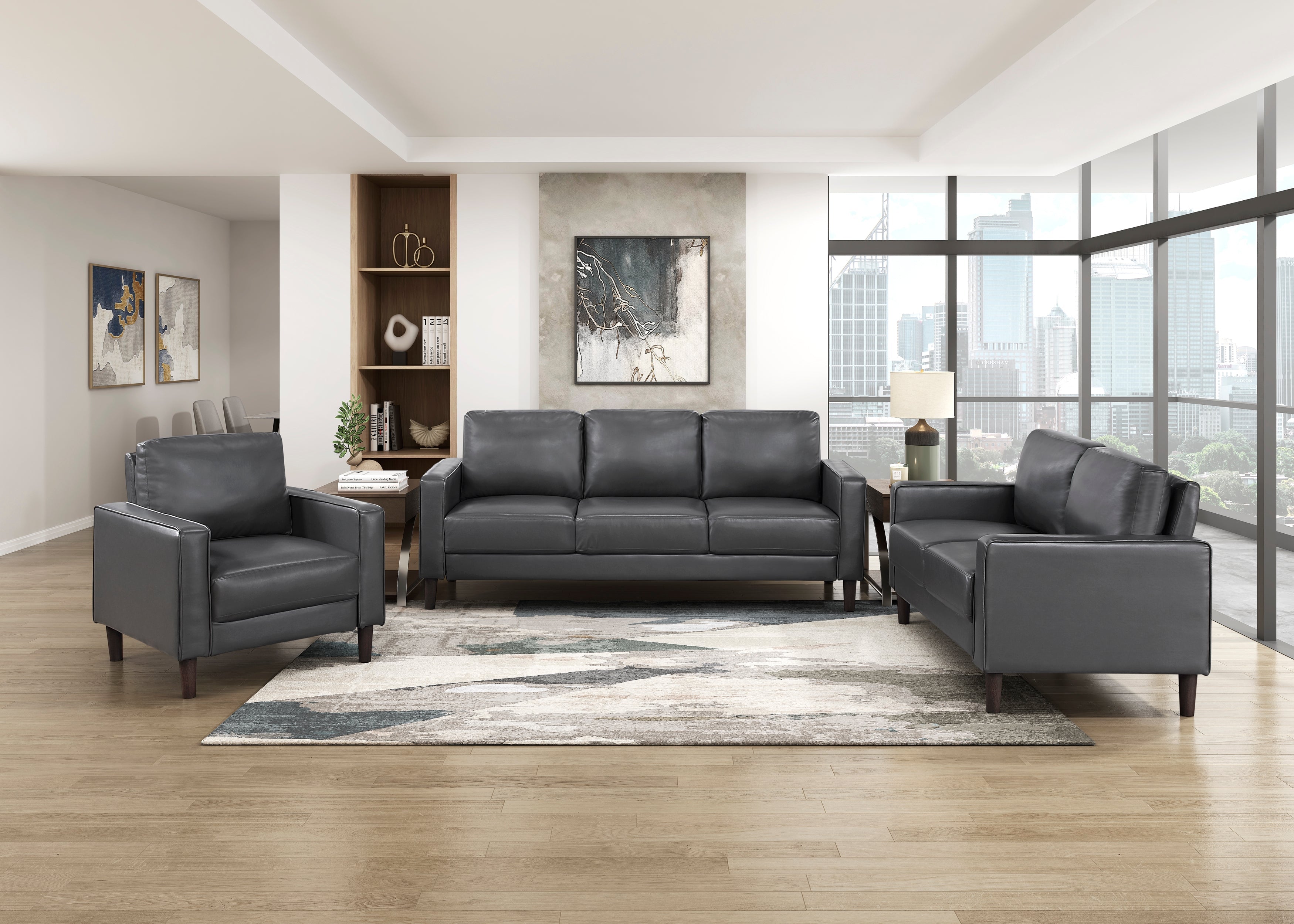 Malcolm Grey Living Room Collection, 77" W