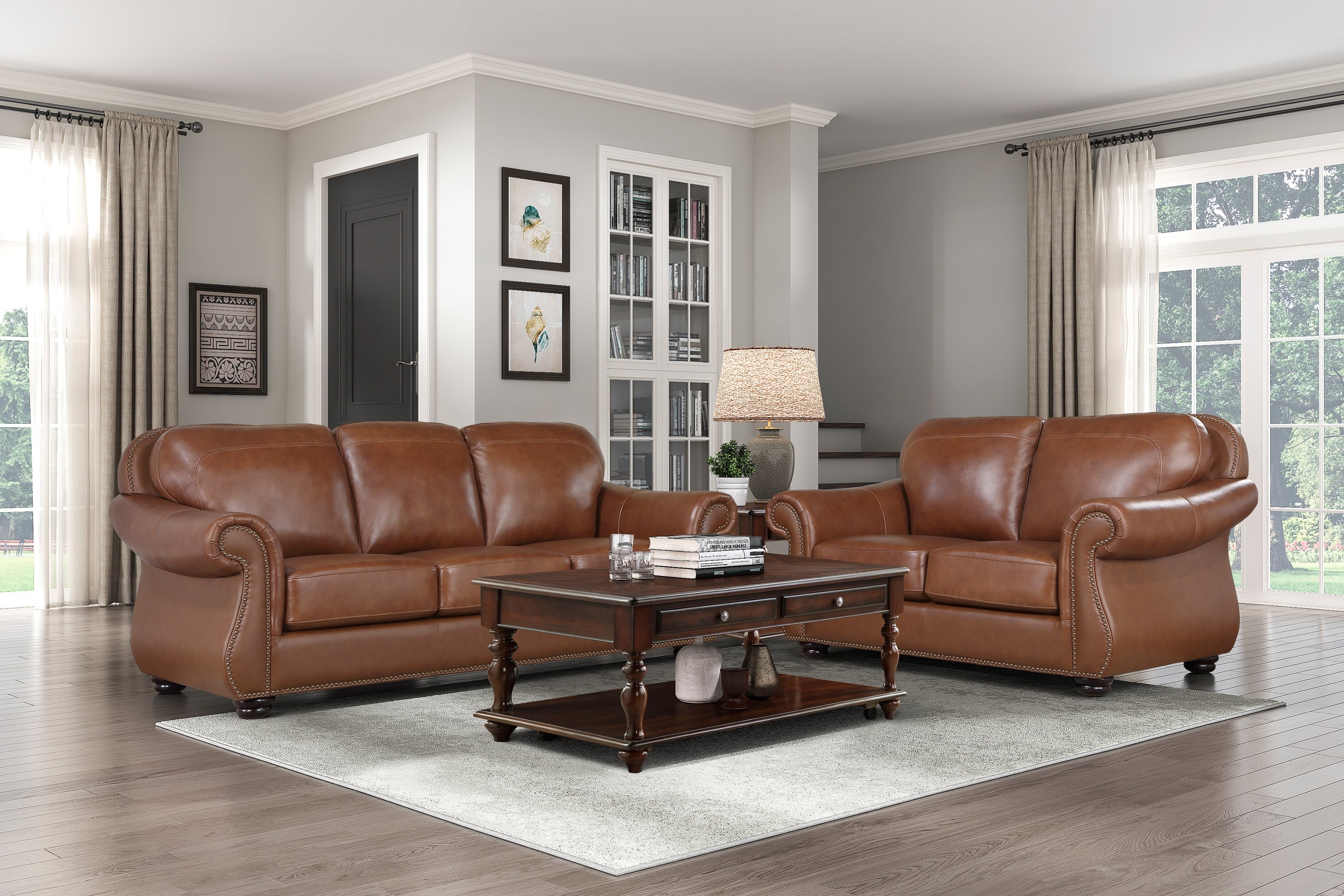 Attleboro Leather Living Room Collection, 85" W