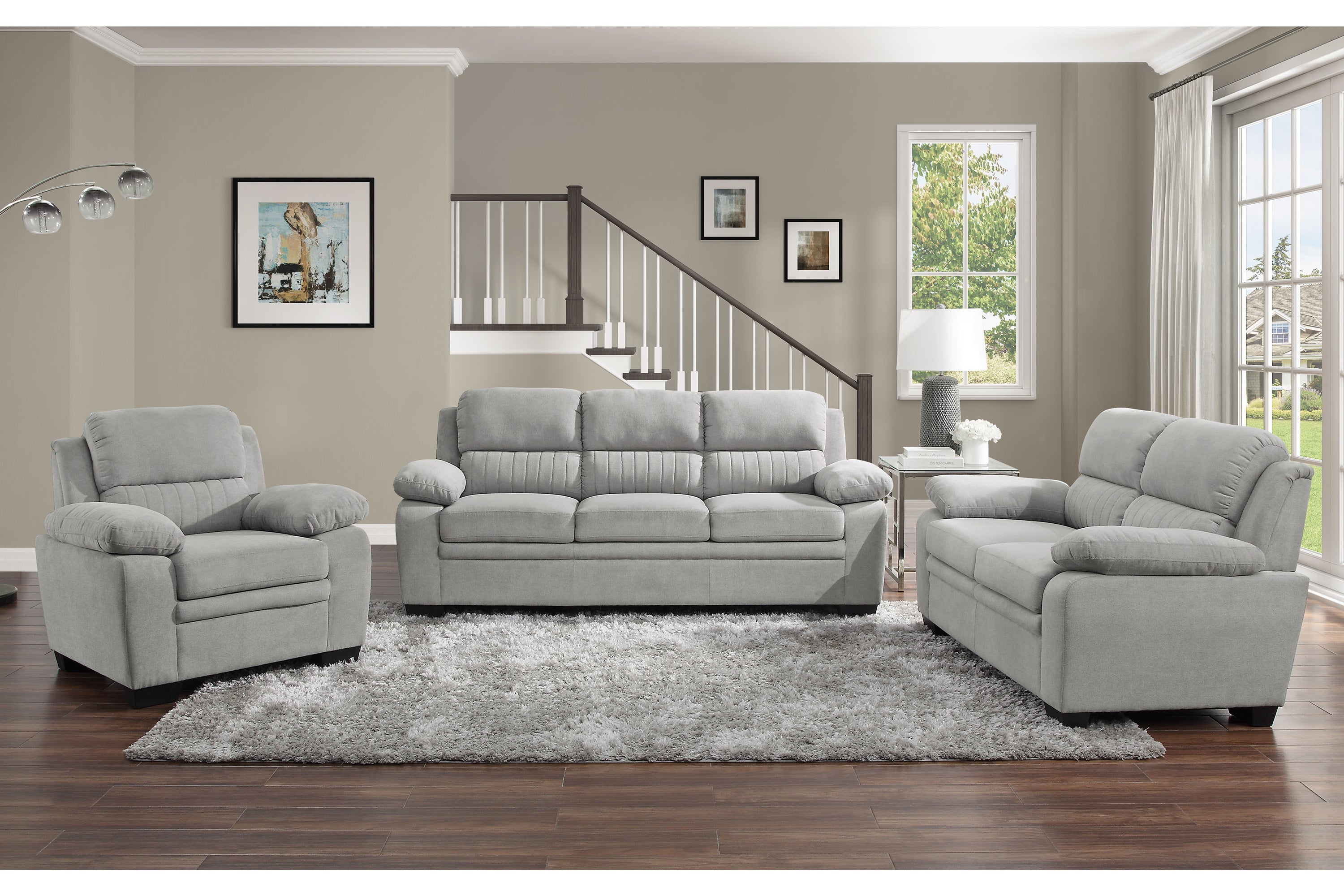 Holleman Light Grey Living Room Collection, 80" W