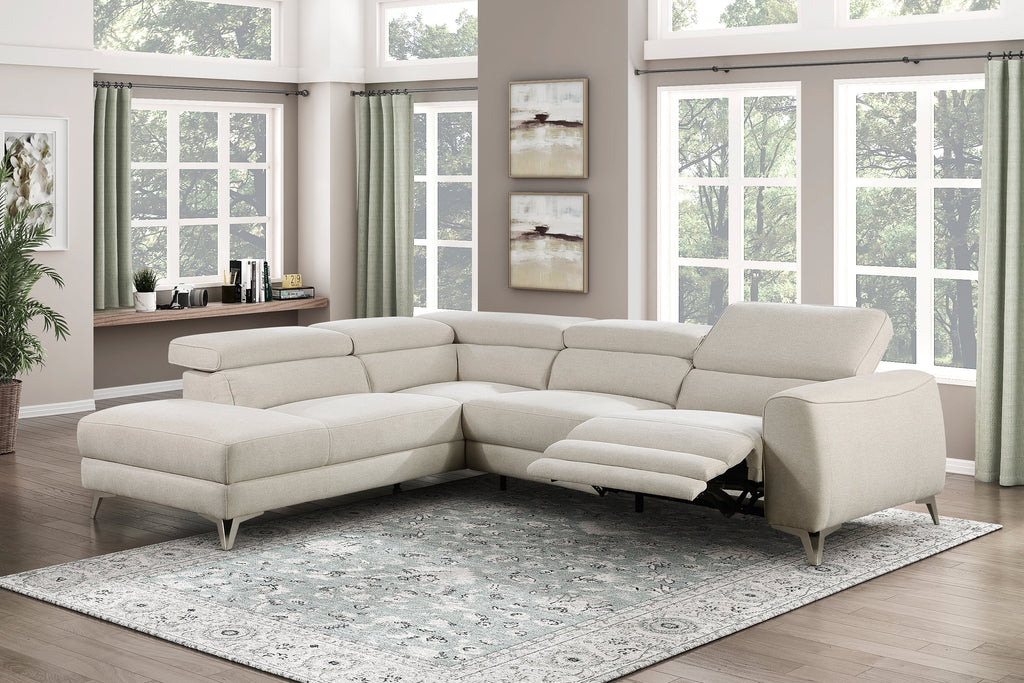 Bienvenue Power Reclining Sectional, Beige Finish