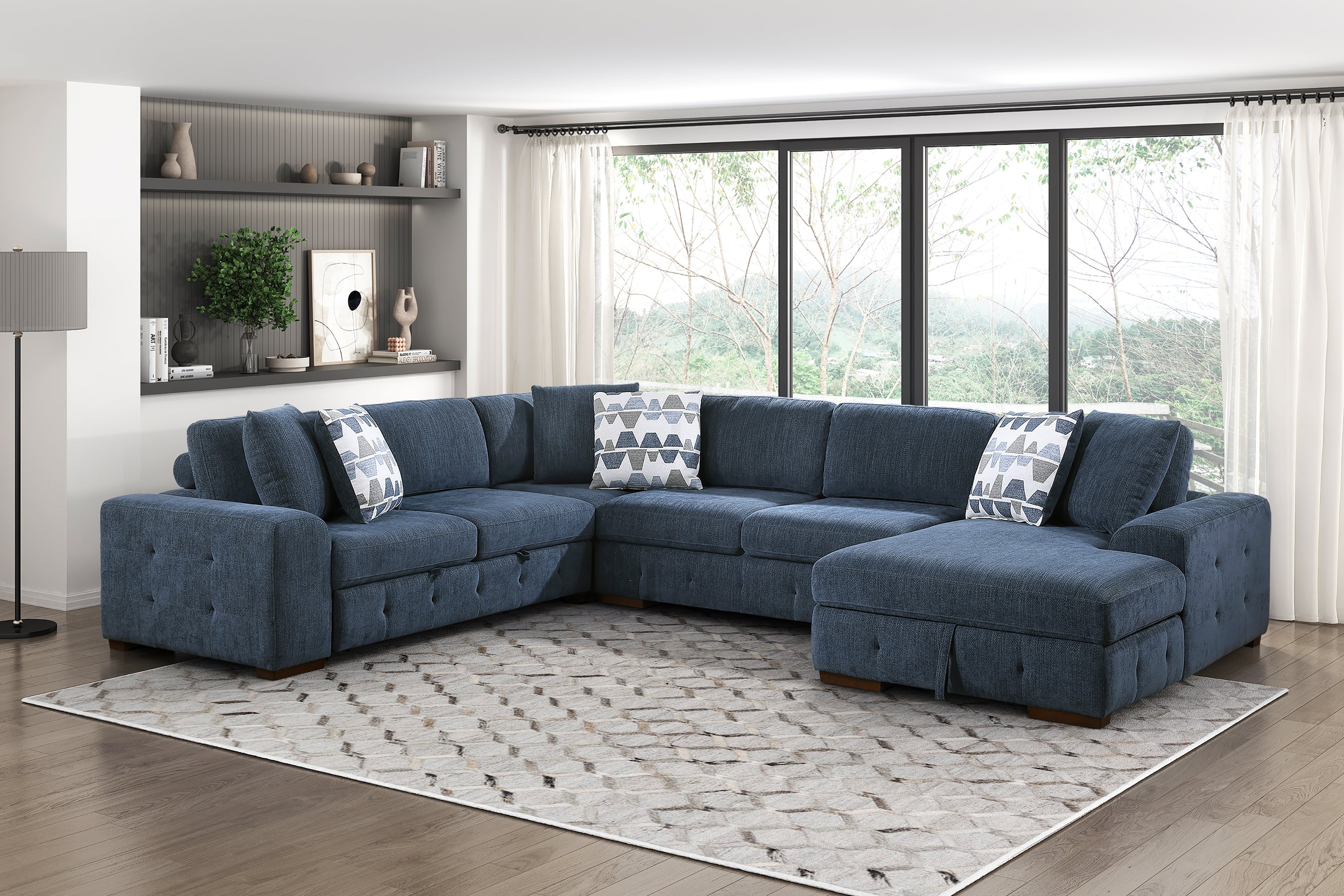 Raife 4 Pc. Sleeper Sectional Collection, Beige Finish