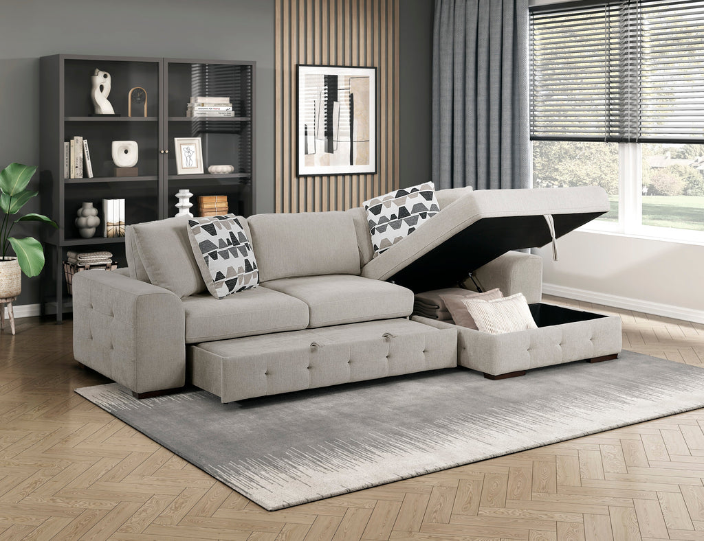 Raife 2 Pc. Sleeper Sectional Collection, Beige Finish