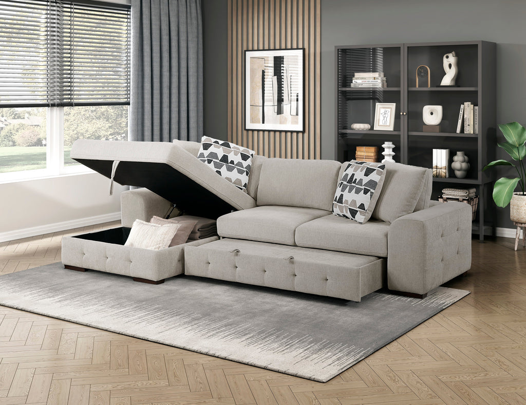 Raife 2 Pc. Sleeper Sectional Collection, Beige Finish