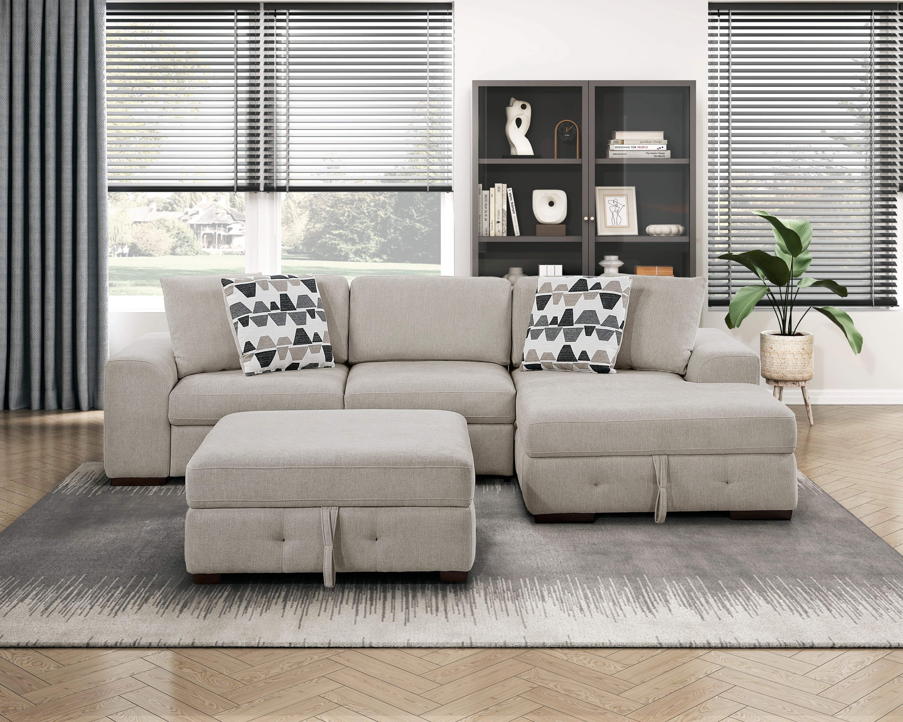 Raife 2 Pc. Sleeper Sectional Collection, Beige Finish