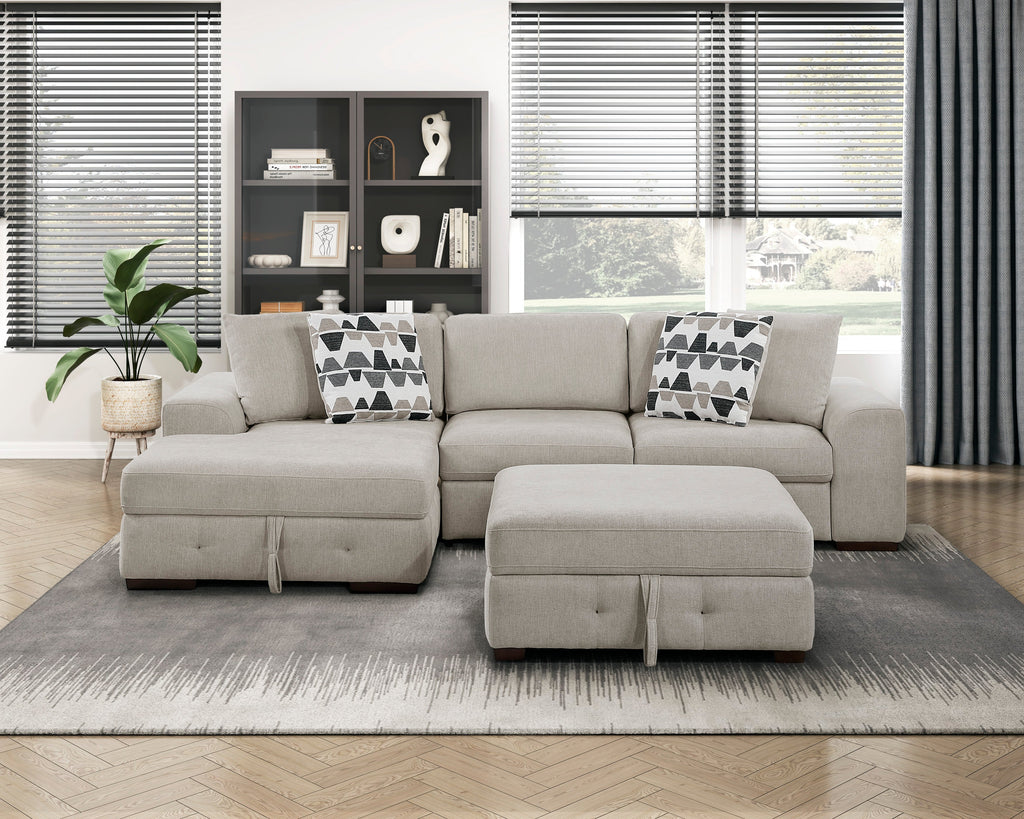 Raife 2 Pc. Sleeper Sectional Collection, Beige Finish