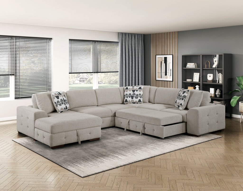 Raife 4 Pc. Sleeper Sectional Collection, Beige Finish