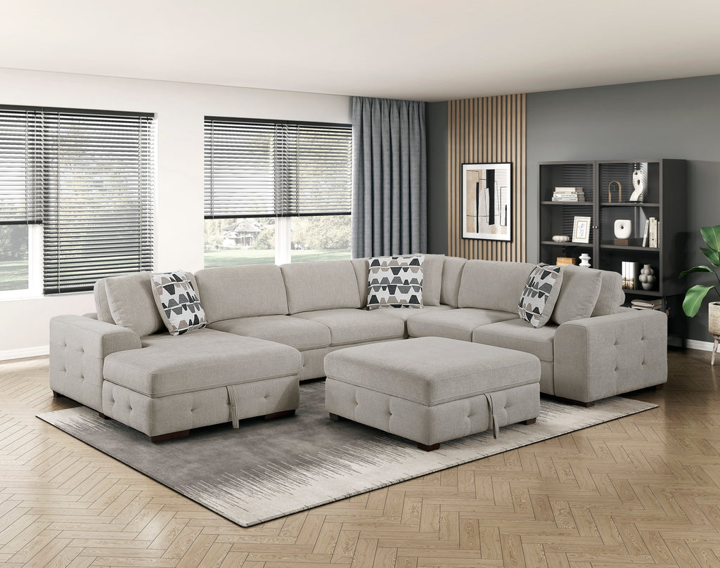 Raife 4 Pc. Sleeper Sectional Collection, Beige Finish