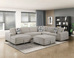 Raife 4 Pc. Sleeper Sectional Collection, Beige Finish