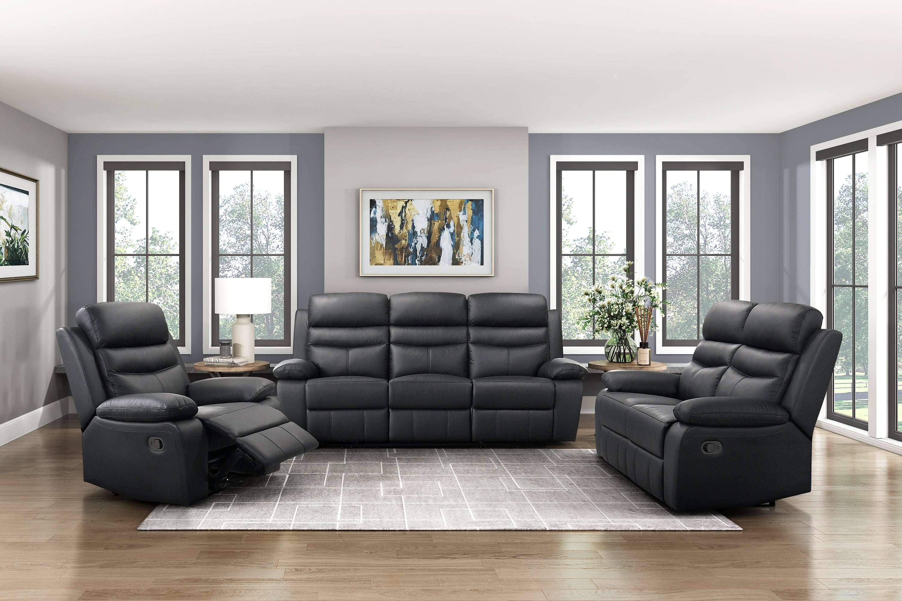 Hancock Manual Reclining Leather Living Room Collection, 86.5" W