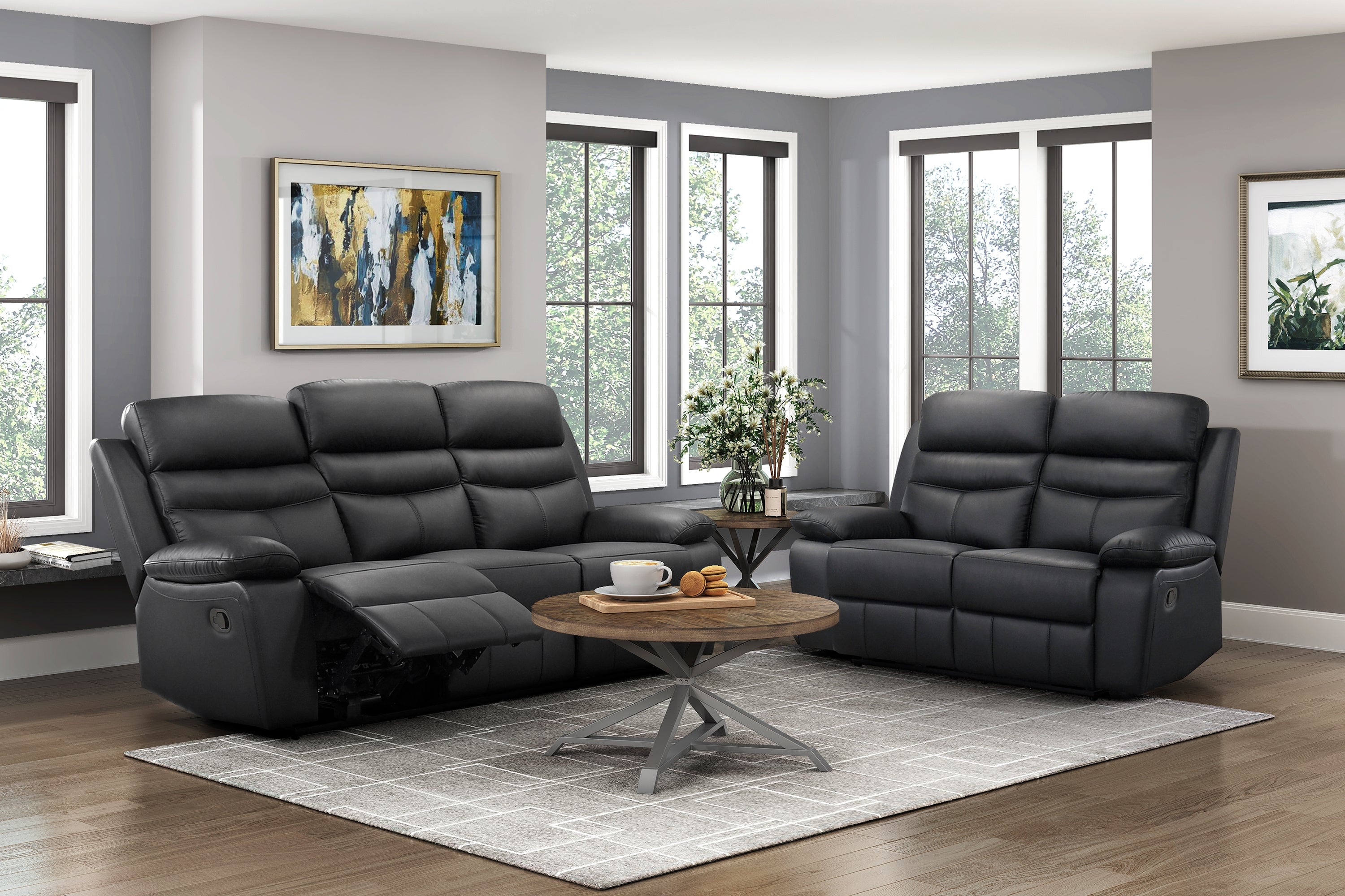 Hancock Manual Reclining Leather Living Room Collection, 86.5" W