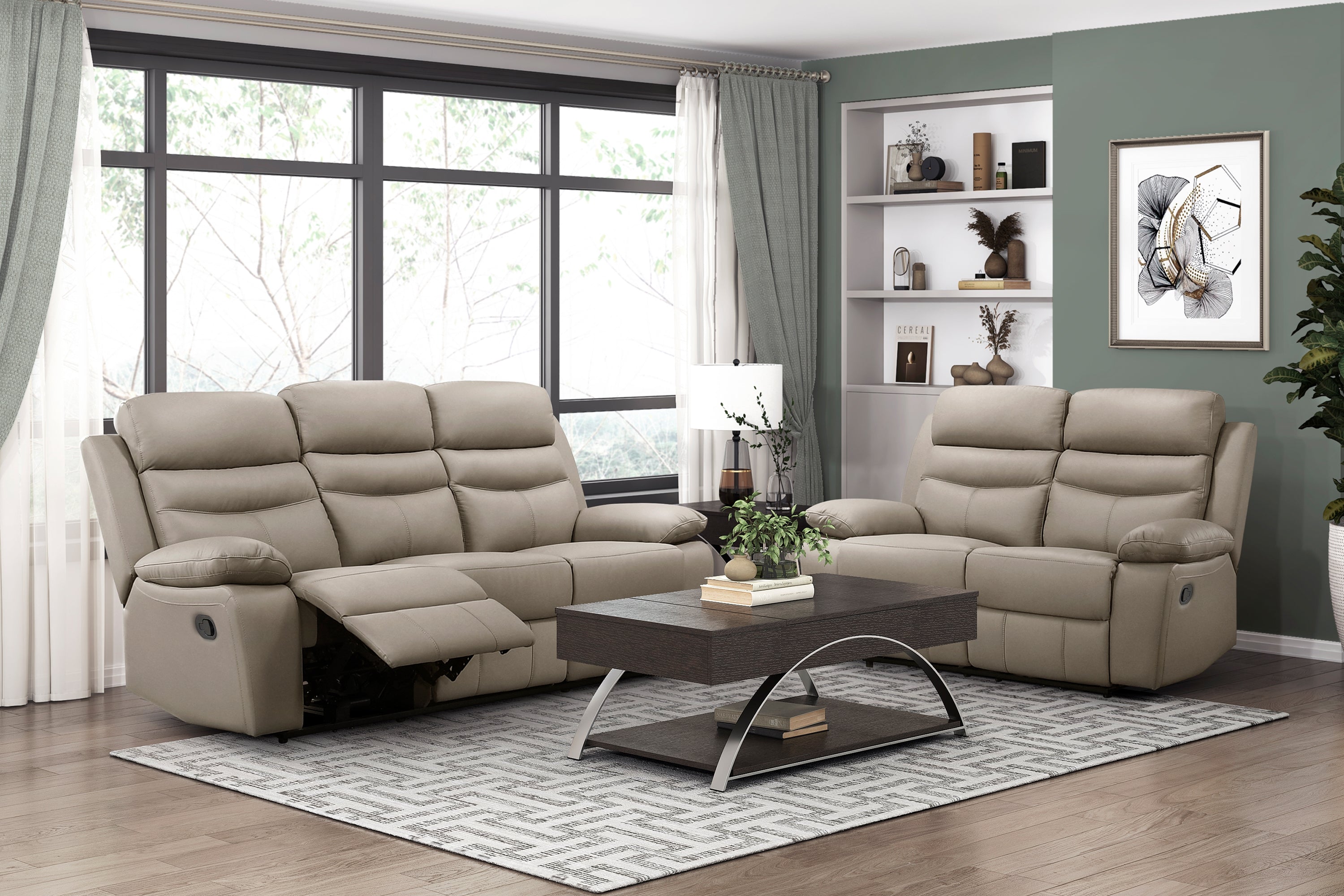 Hancock Manual Reclining Leather Living Room Collection, 86.5" W