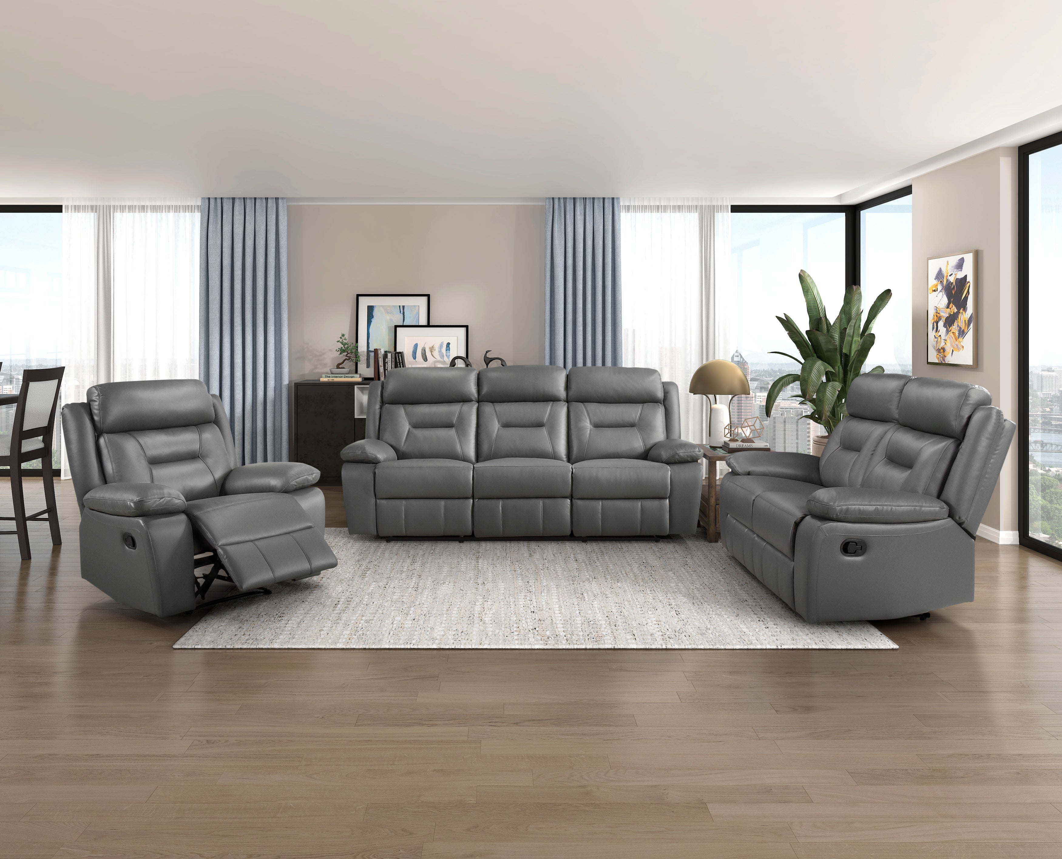 Laconia Manual Reclining Leather Living Room Collection, 87" W