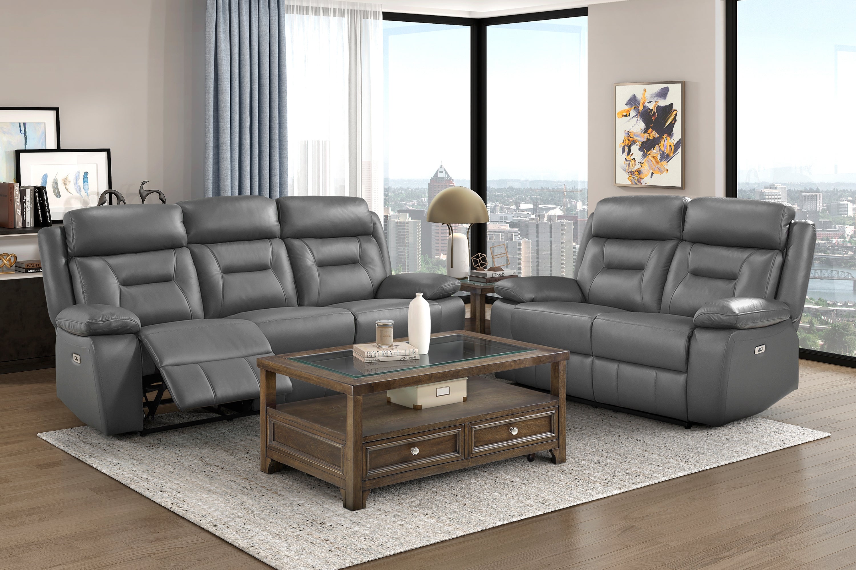 Laconia Power Reclining Leather Living Room Collection, 87" W