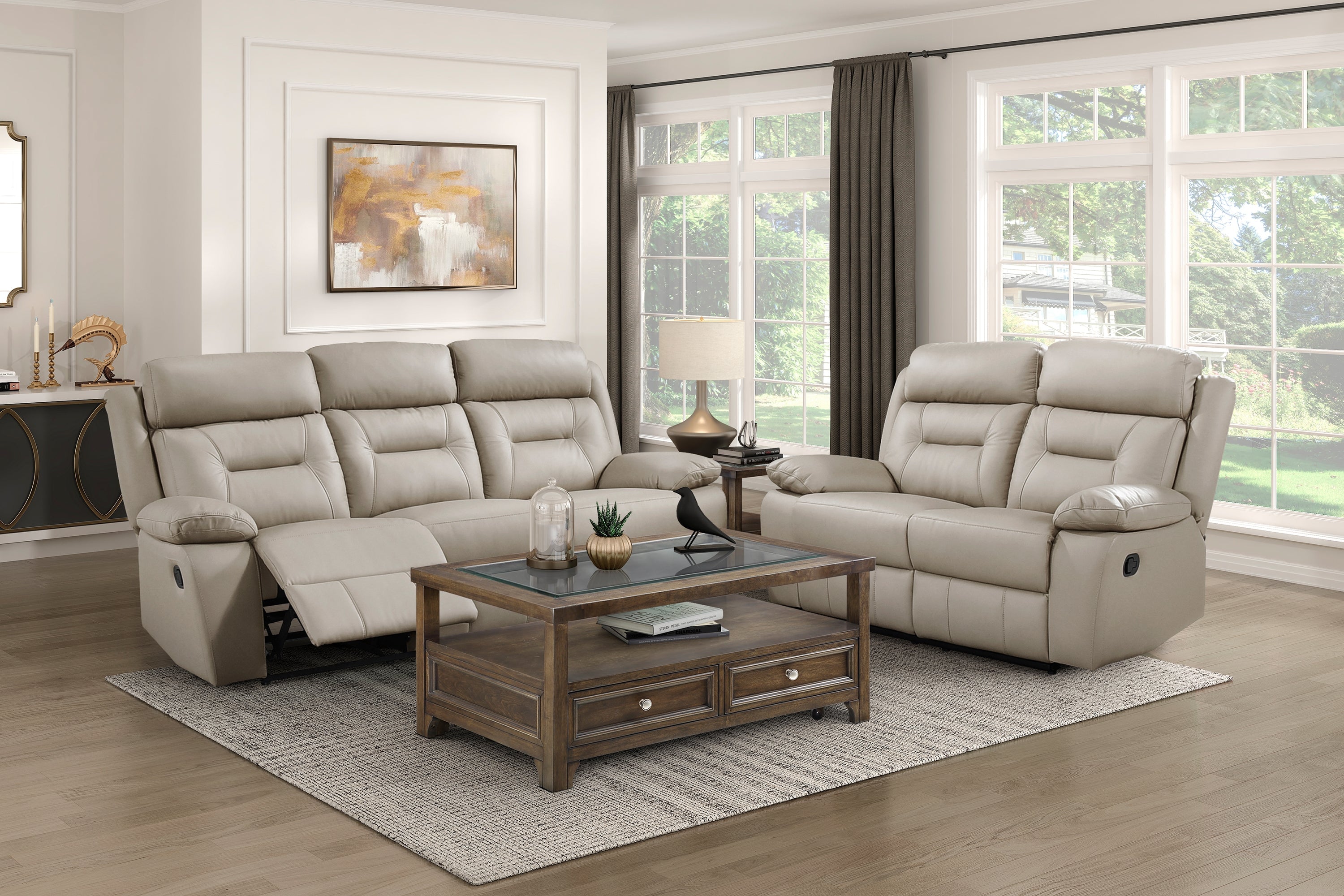 Laconia Manual Reclining Leather Living Room Collection, 87" W