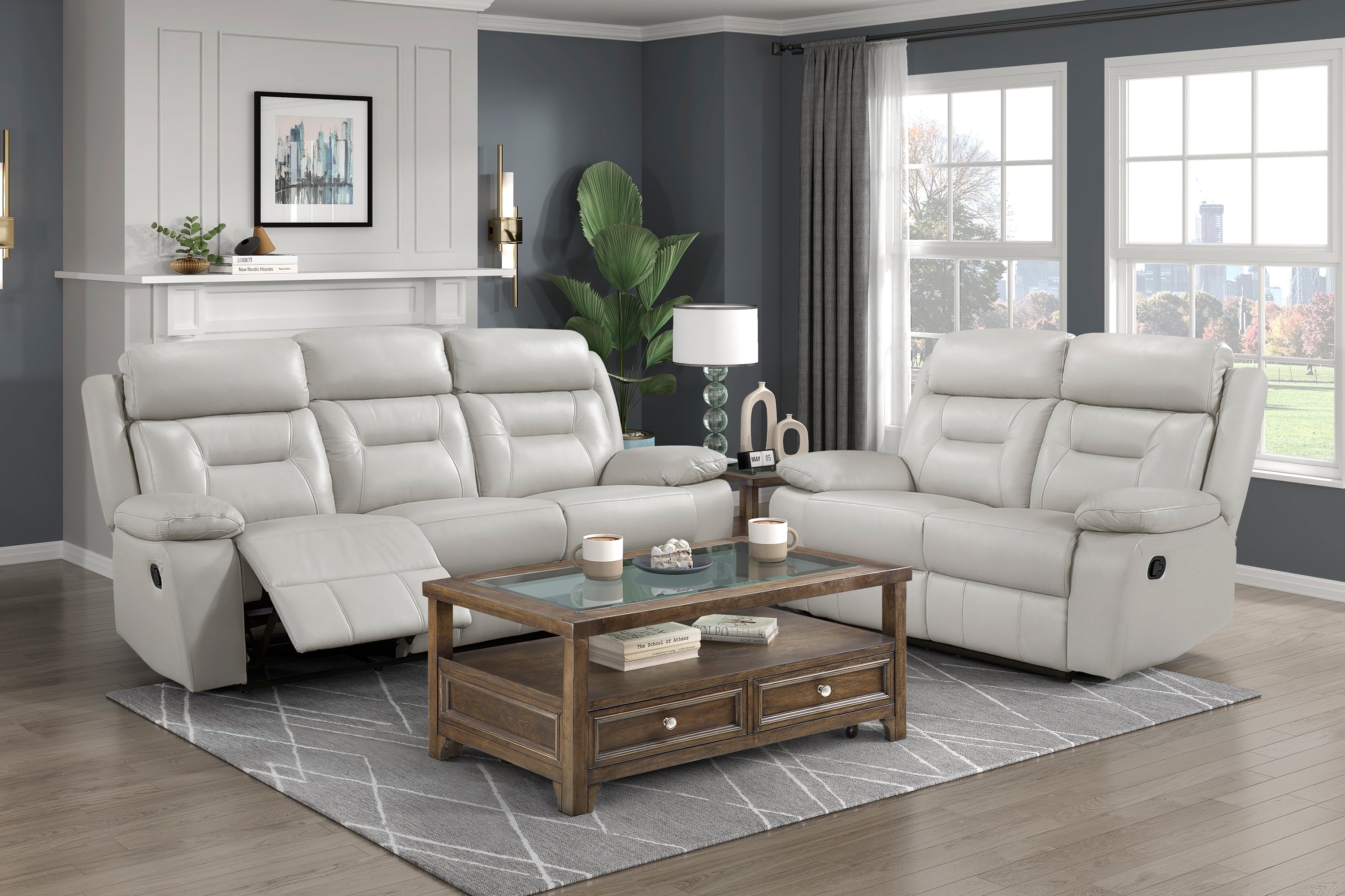 Laconia Manual Reclining Leather Living Room Collection, 87" W