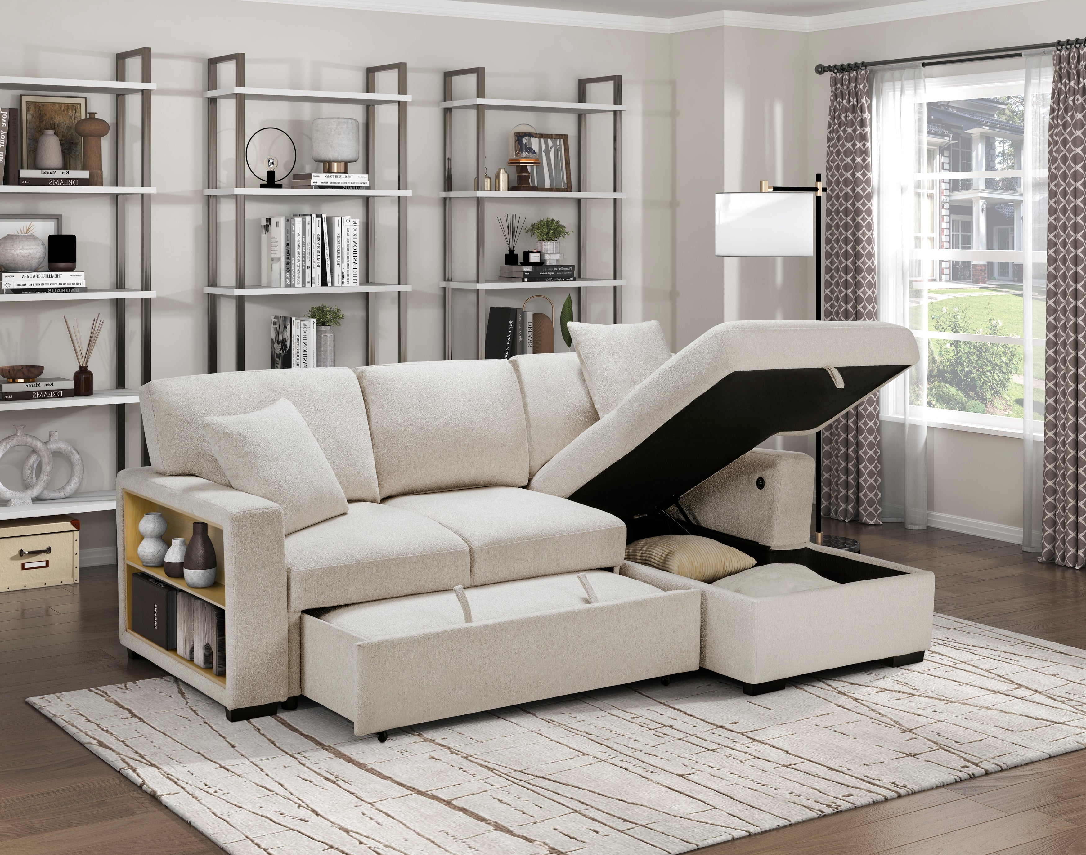 Pompano Beige Sectional Collection, 92" W
