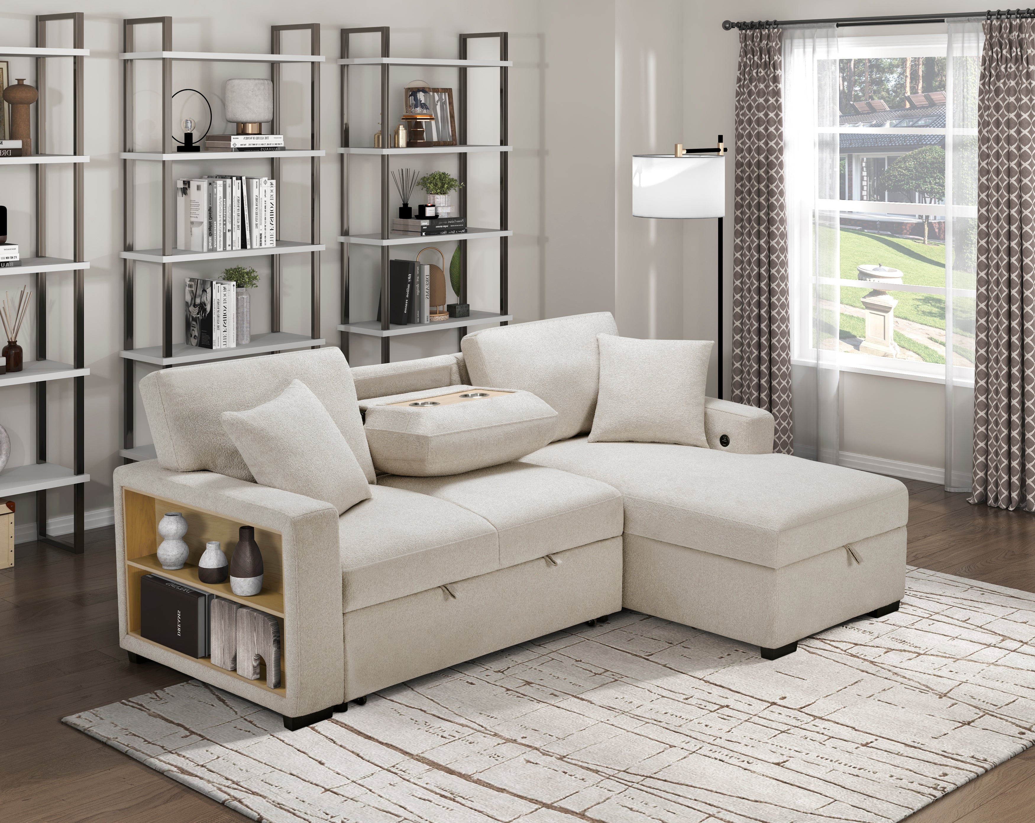 Pompano Beige Sectional Collection, 92" W